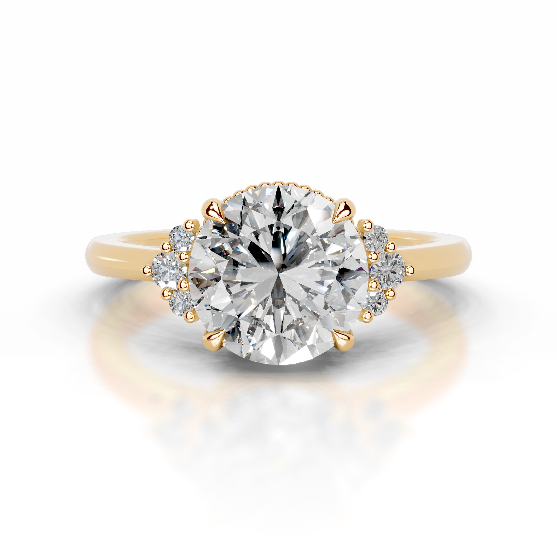 Natasha Lab Grown Diamond Ring   (2.10 Carat) -18K Yellow Gold