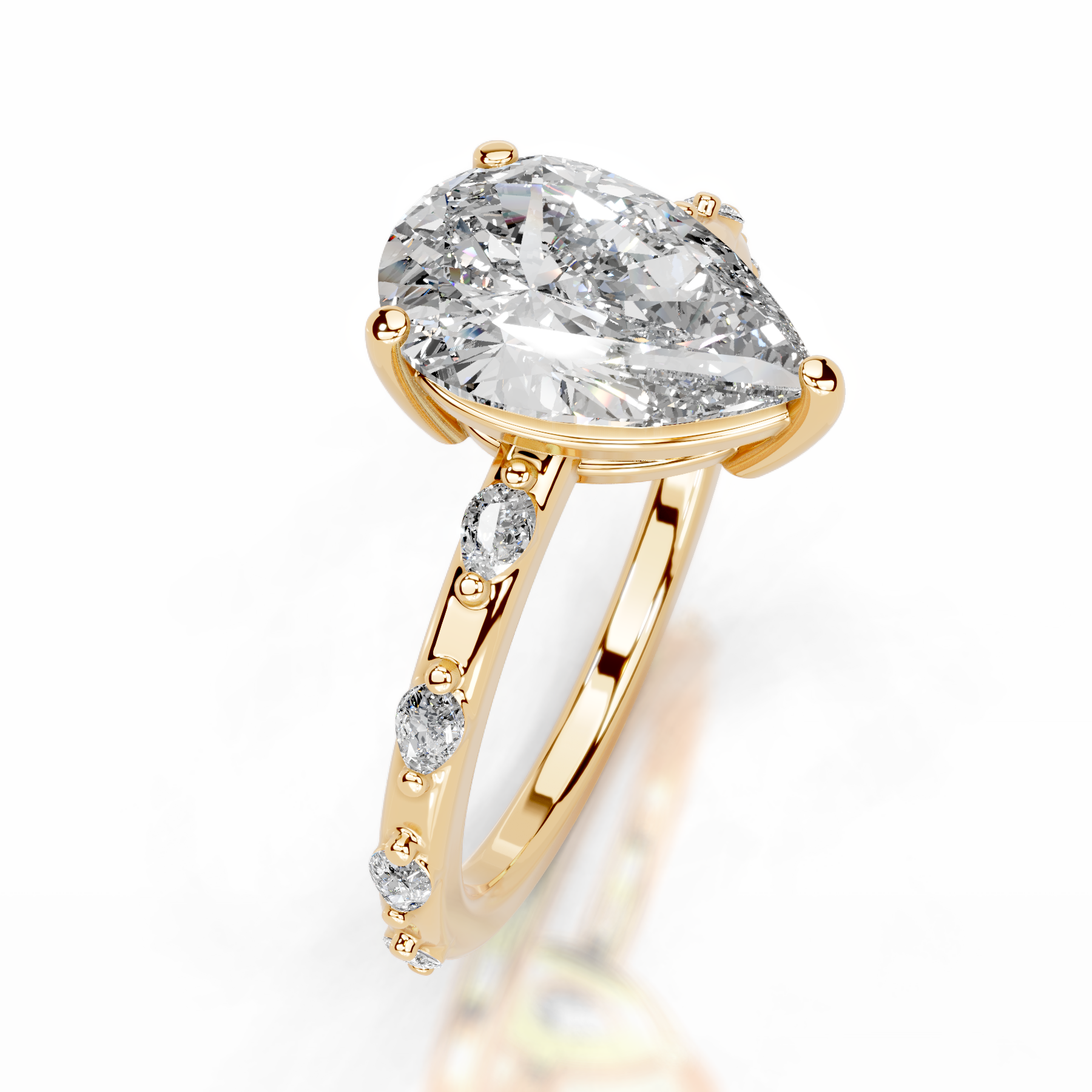 Nadya Lab Grown Diamond Ring   (2.2 Carat) -18K Yellow Gold