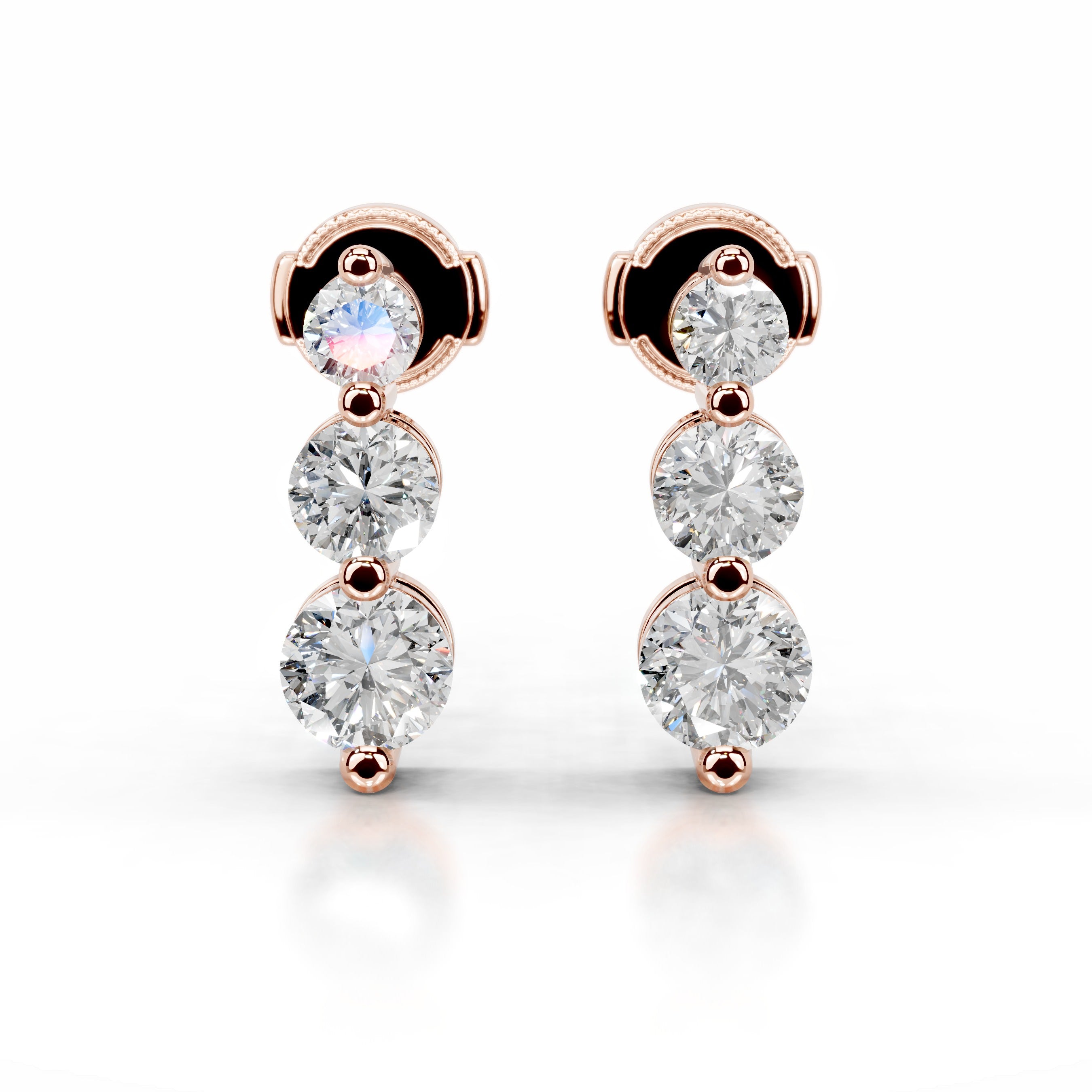 Abigail Diamond Earrings (6 Carat) - 14K Rose Gold