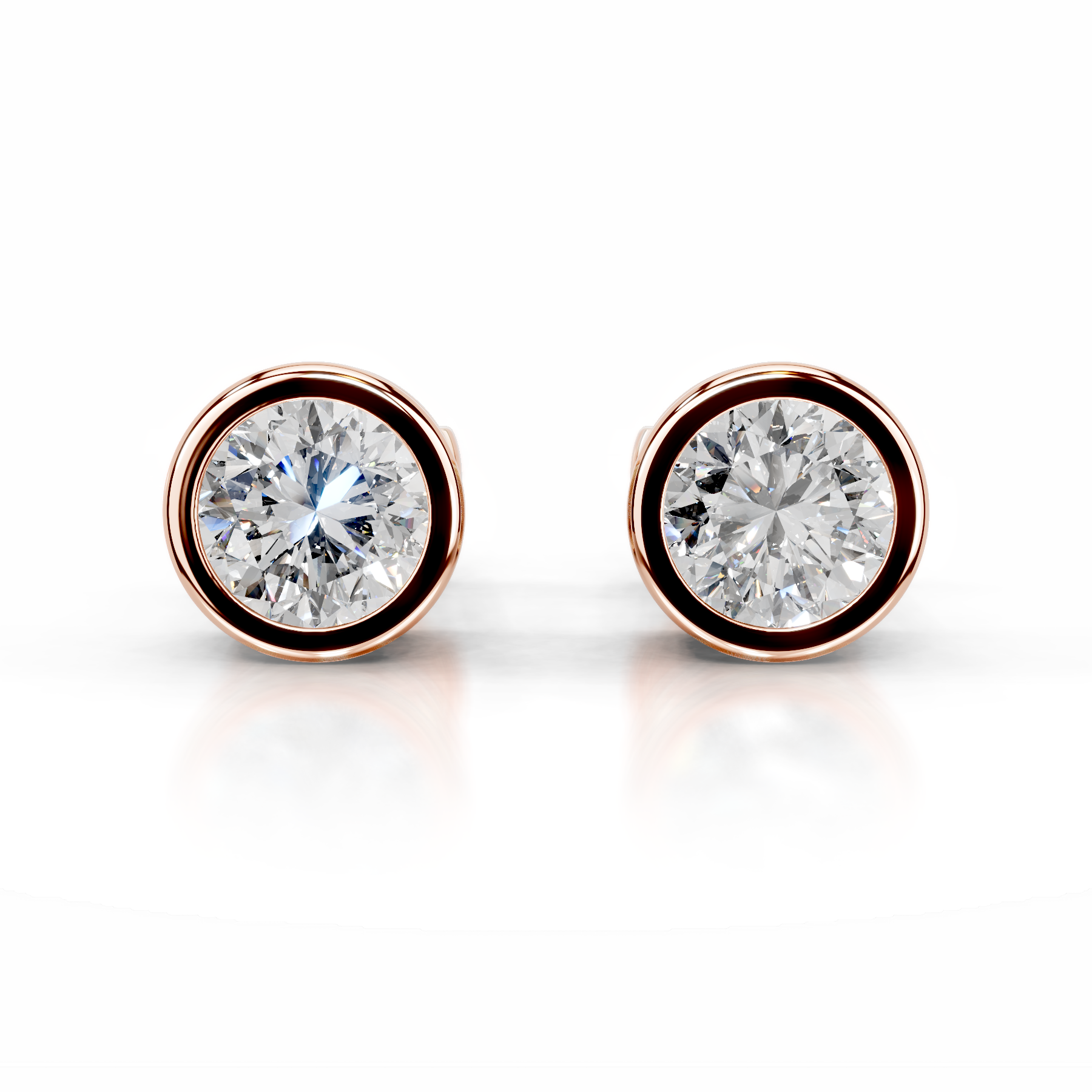 Amber Diamond Earrings   (3 Carat) -14K Rose Gold