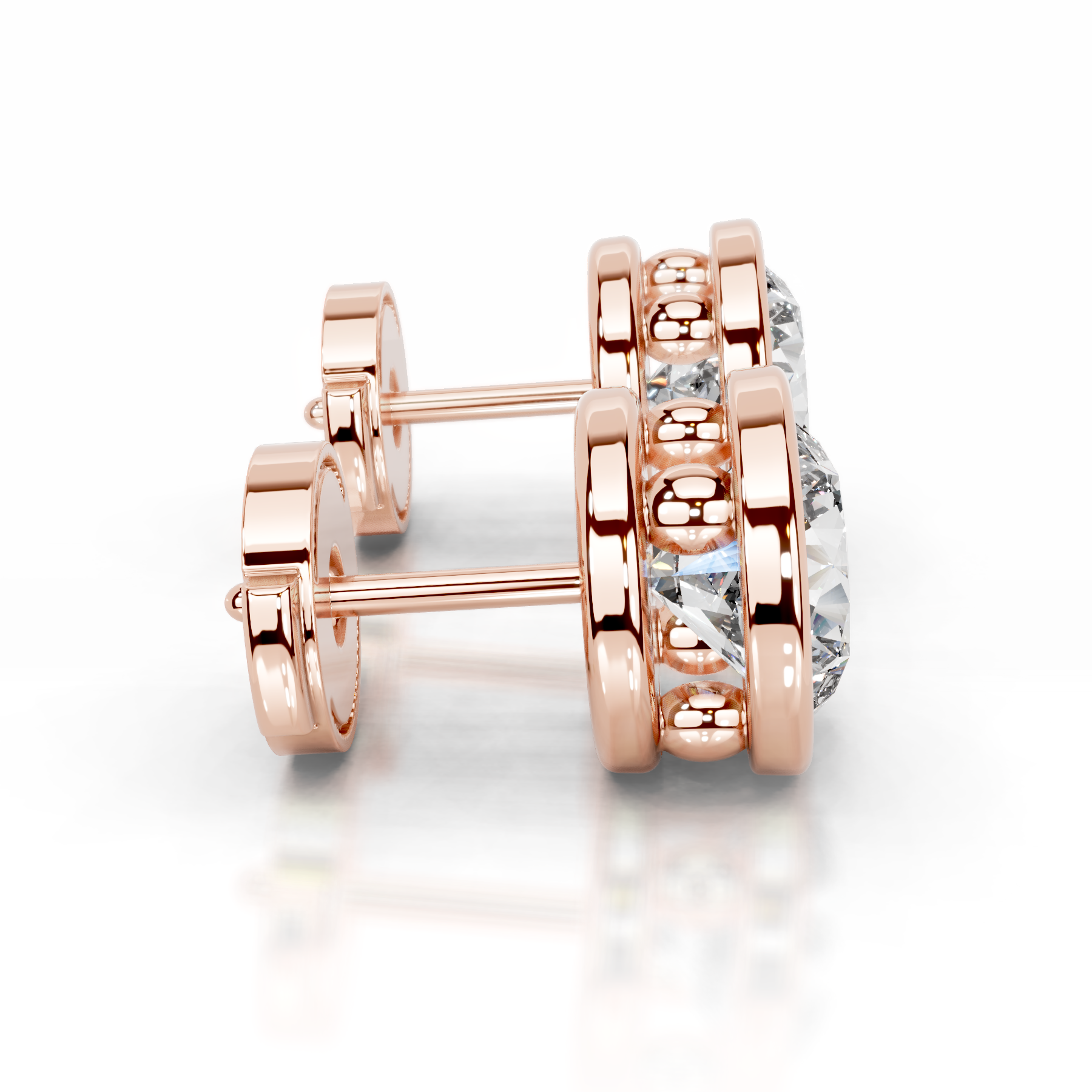 Amber Diamond Earrings   (3 Carat) -14K Rose Gold