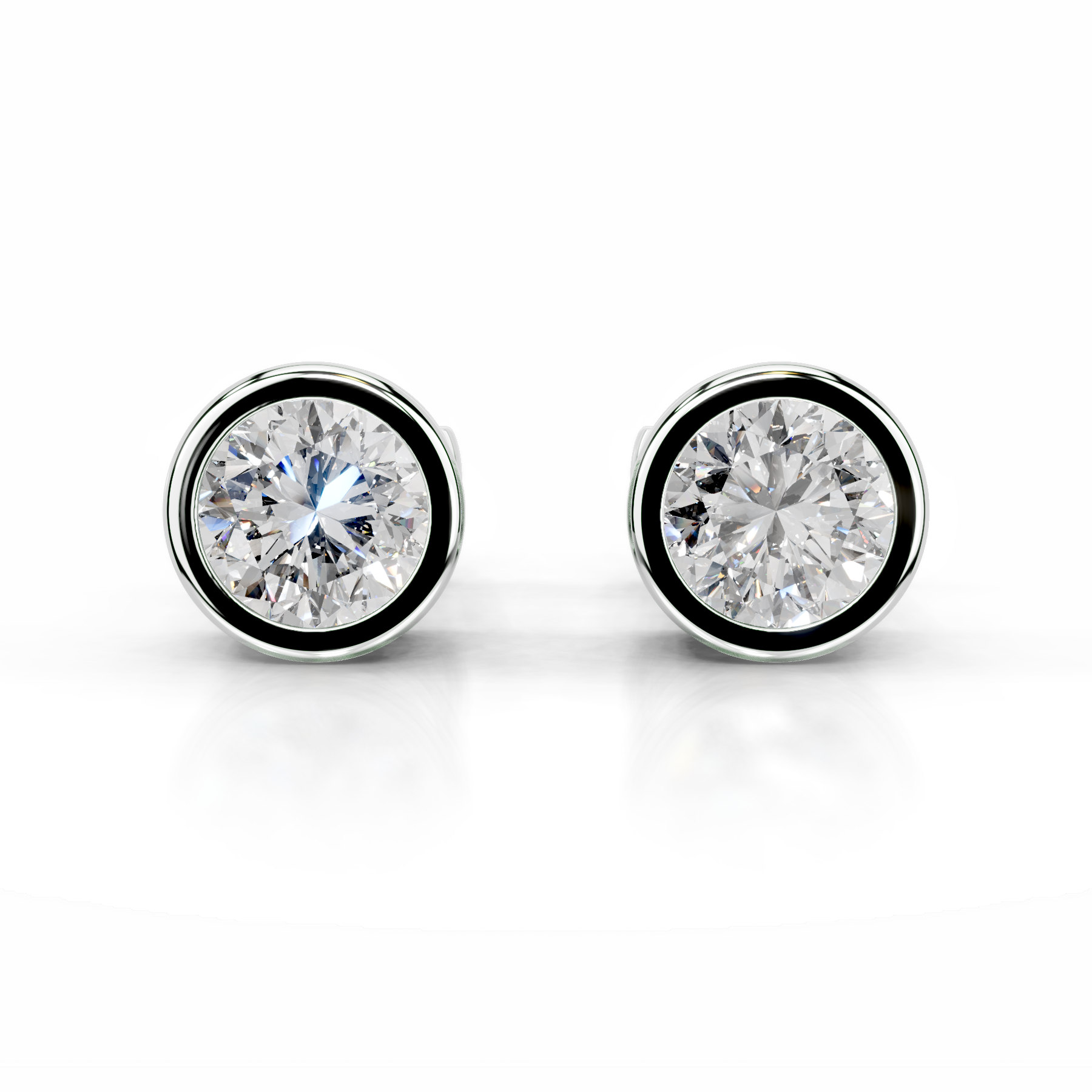 Amber Diamond Earrings   (3 Carat) -18K White Gold