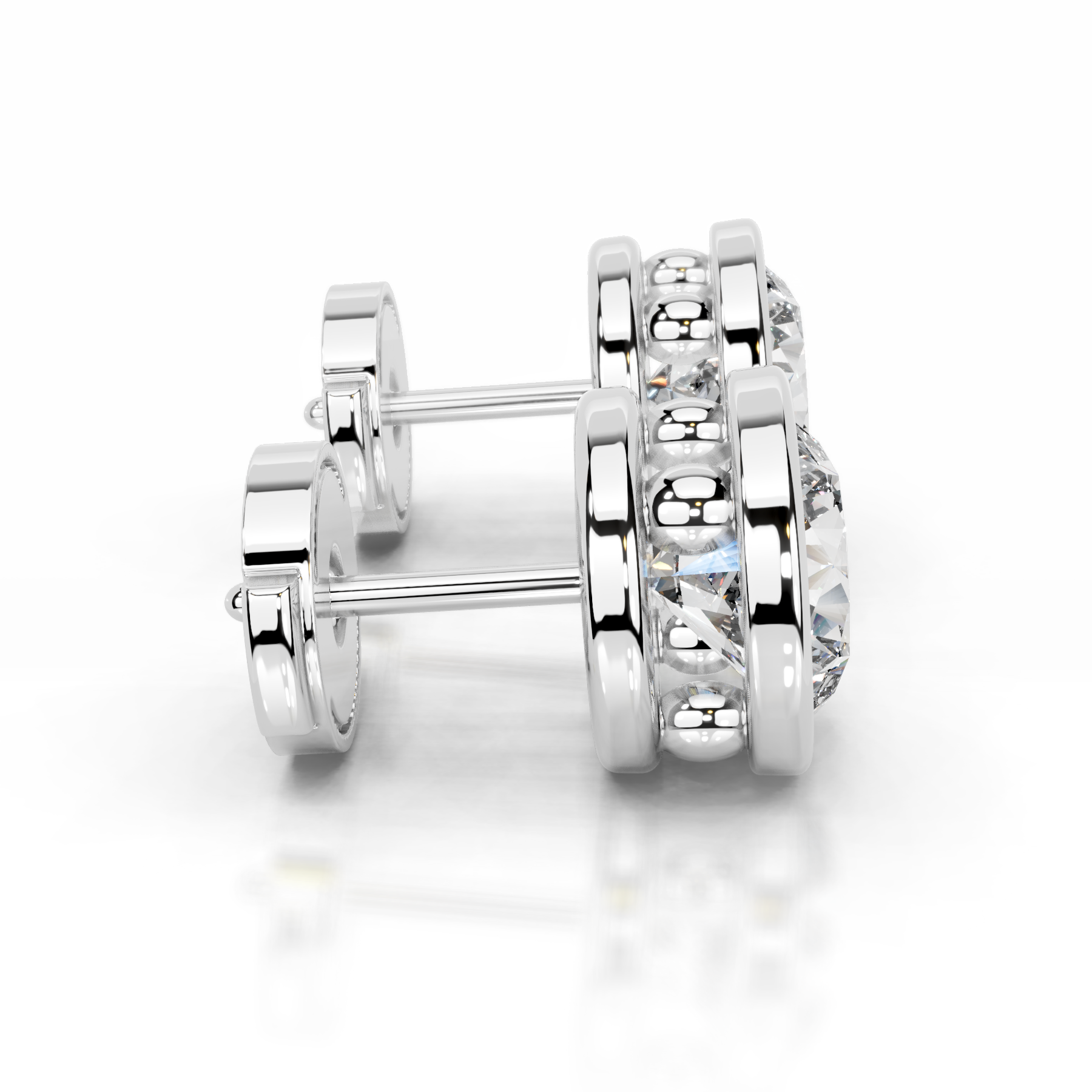 Amber Diamond Earrings   (3 Carat) -14K White Gold