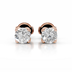 Doris Diamond Stud Earrings (4 Carat) -14K Rose Gold
