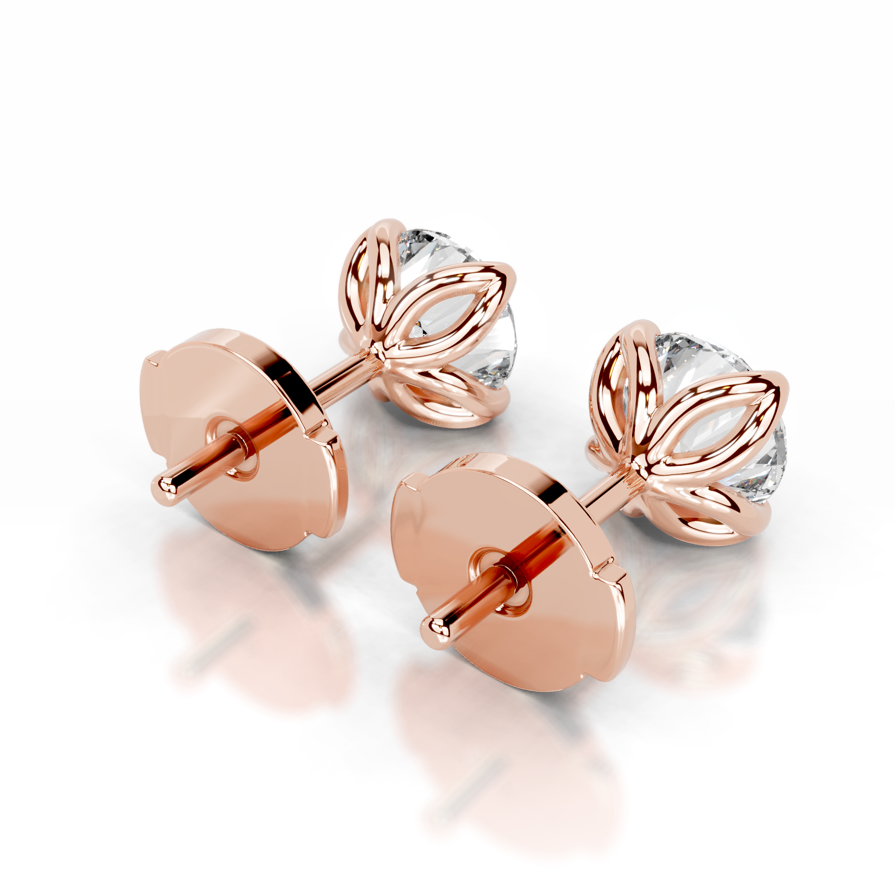 Doris Diamond Stud Earrings   (4 Carat) -14K Rose Gold