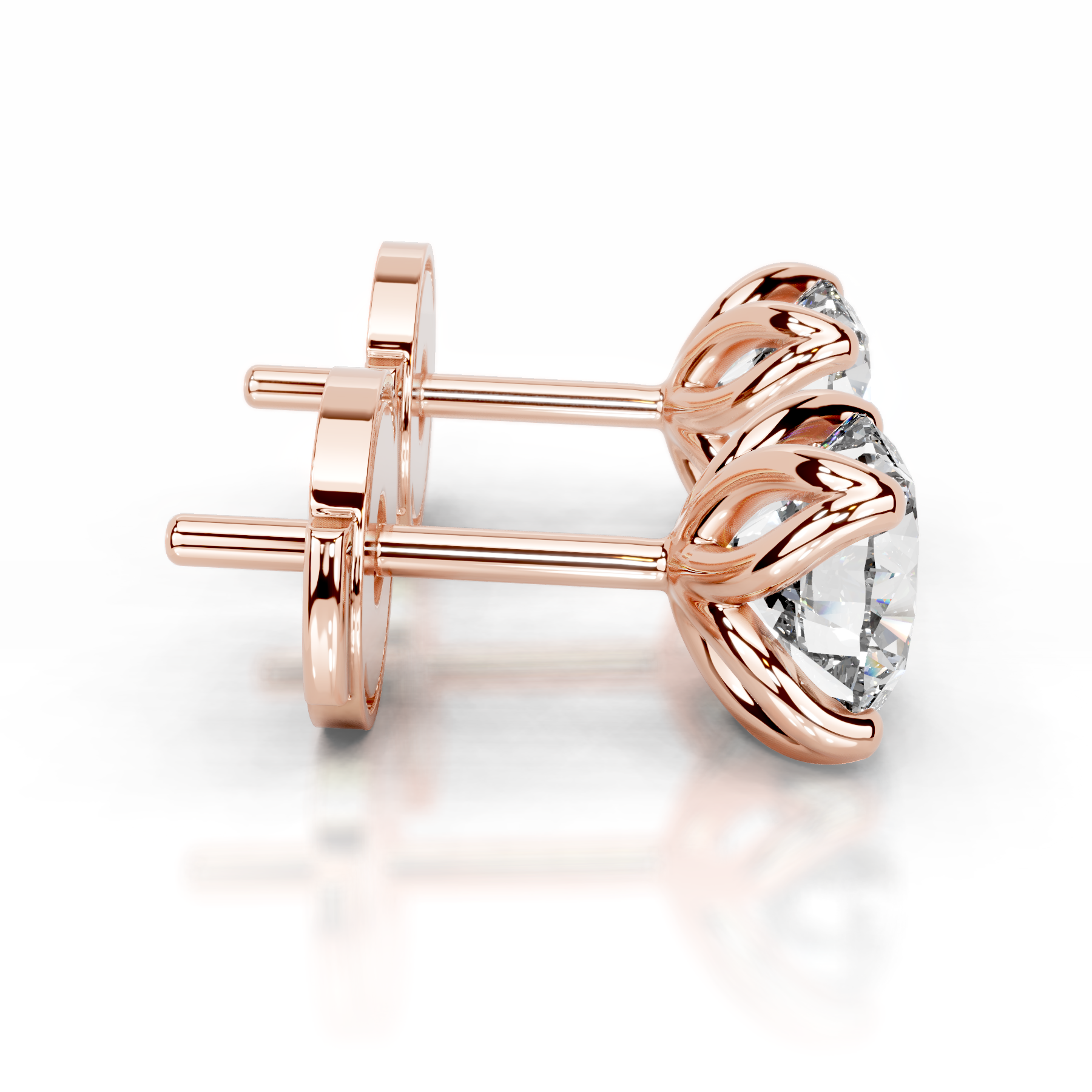 Doris Diamond Stud Earrings   (4 Carat) -14K Rose Gold