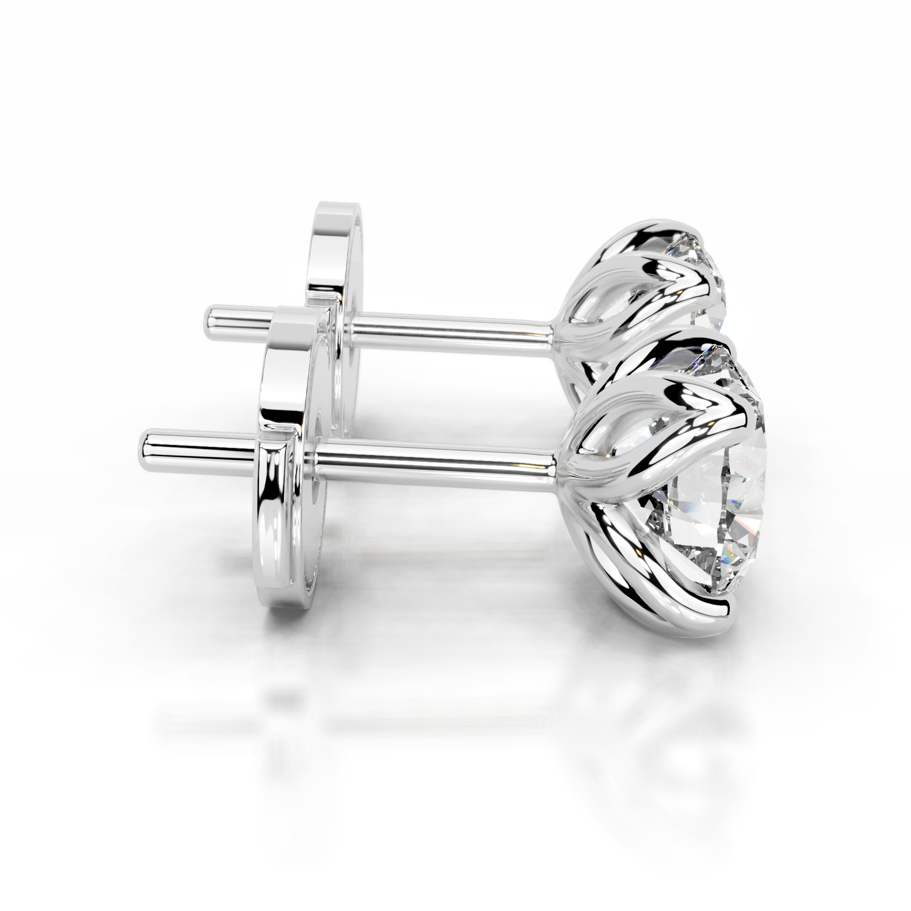 Doris Diamond Stud Earrings   (4 Carat) -18K White Gold