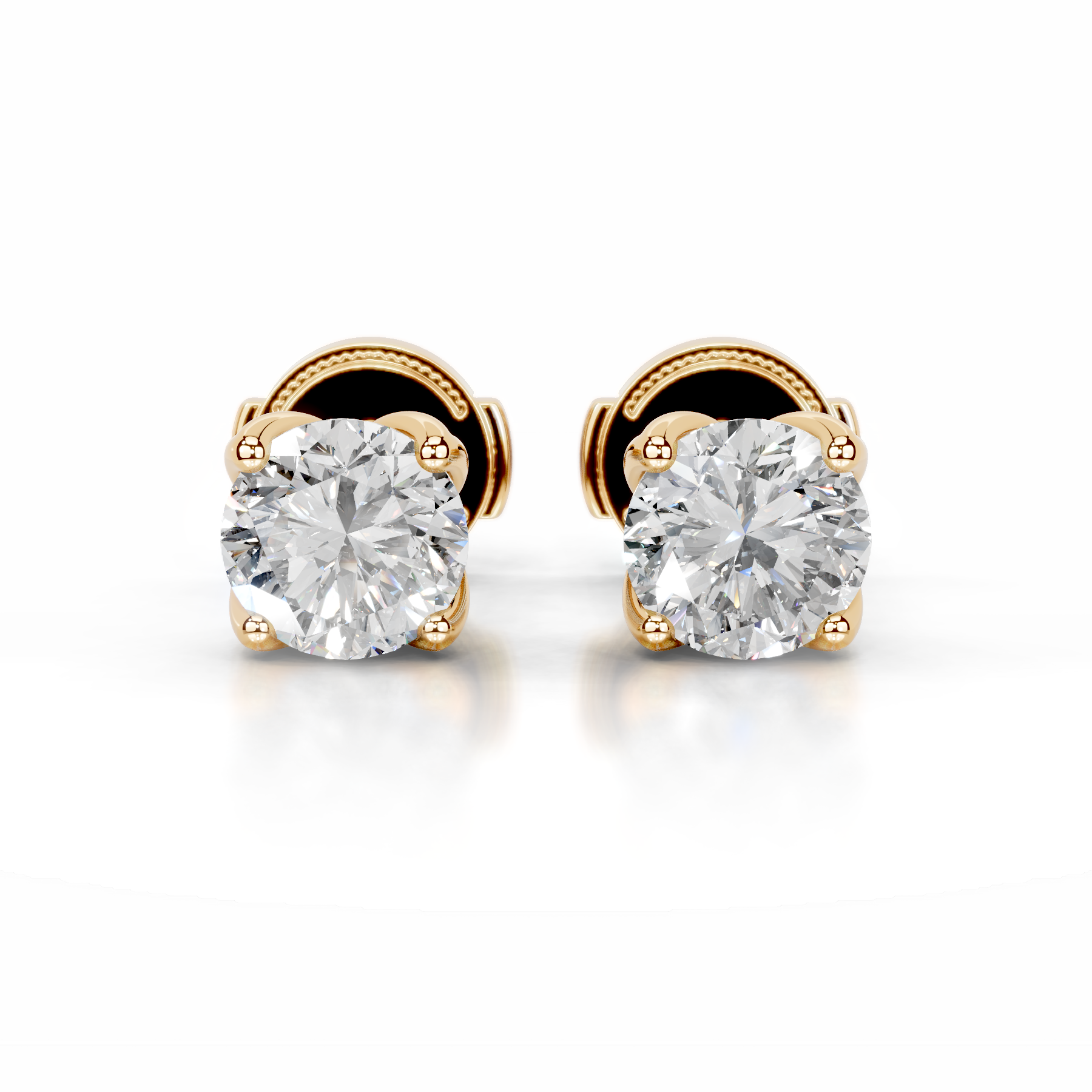 Doris Diamond Stud Earrings   (4 Carat) -18K Yellow Gold