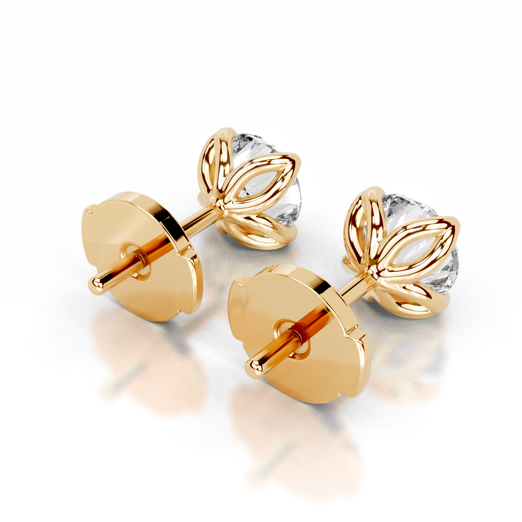 Doris Diamond Stud Earrings   (4 Carat) -18K Yellow Gold