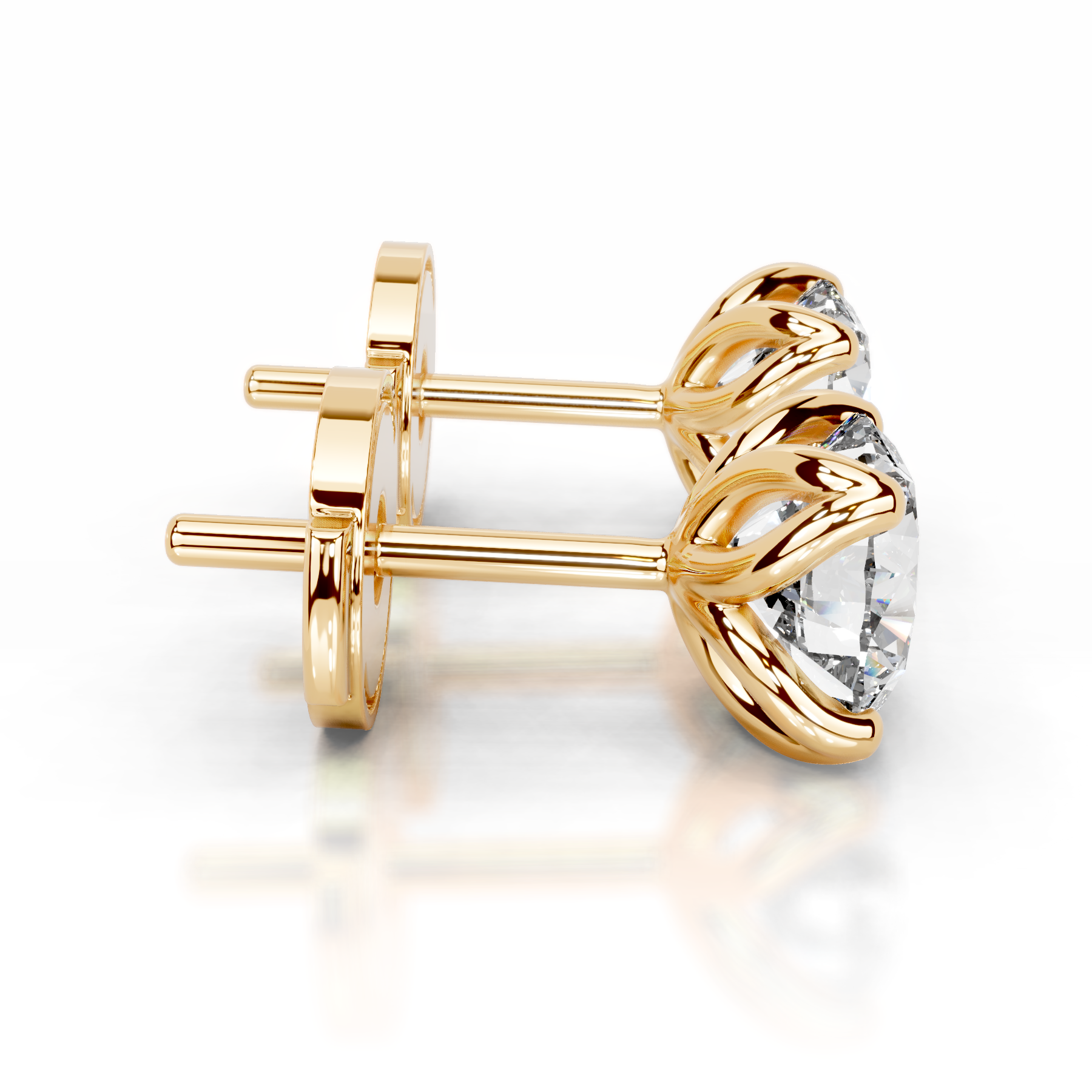 Doris Diamond Stud Earrings   (4 Carat) -18K Yellow Gold