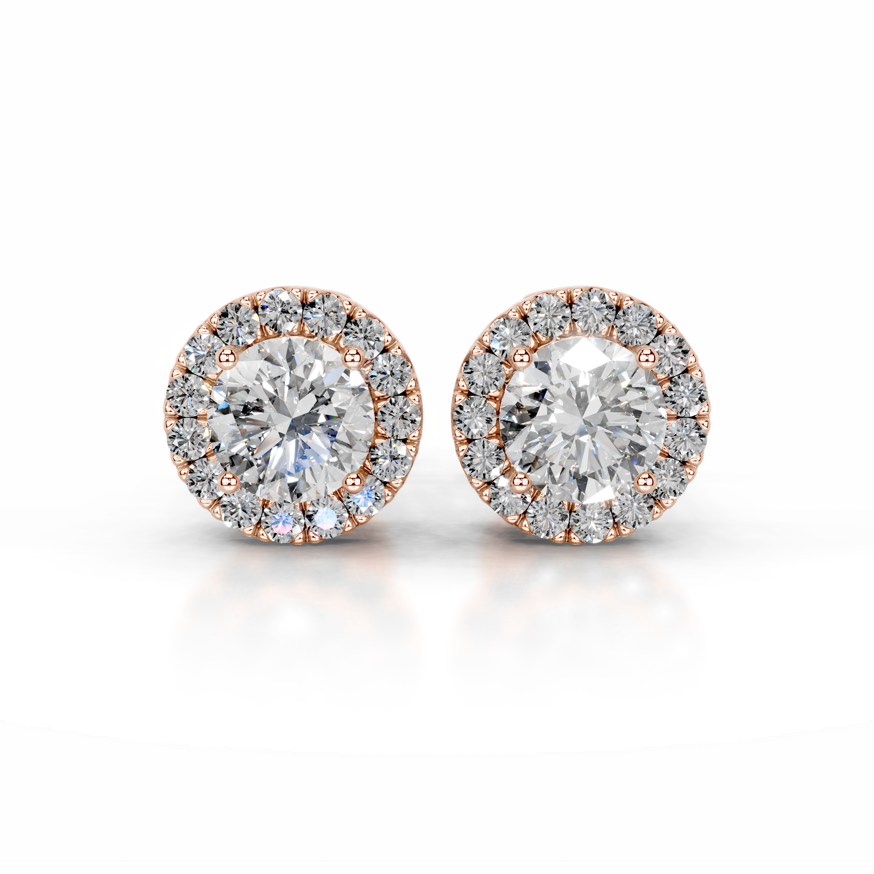 Isla Lab Grown Diamond Halo Earrings   (5 Carat) -14K Rose Gold