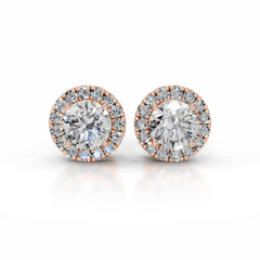 Isla Diamond Halo Earrings (5 Carat) -14K Rose Gold