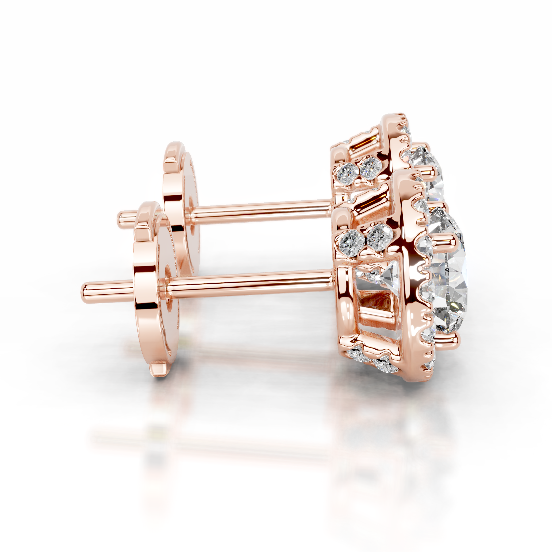 Isla Diamond Halo Earrings   (5 Carat) -14K Rose Gold