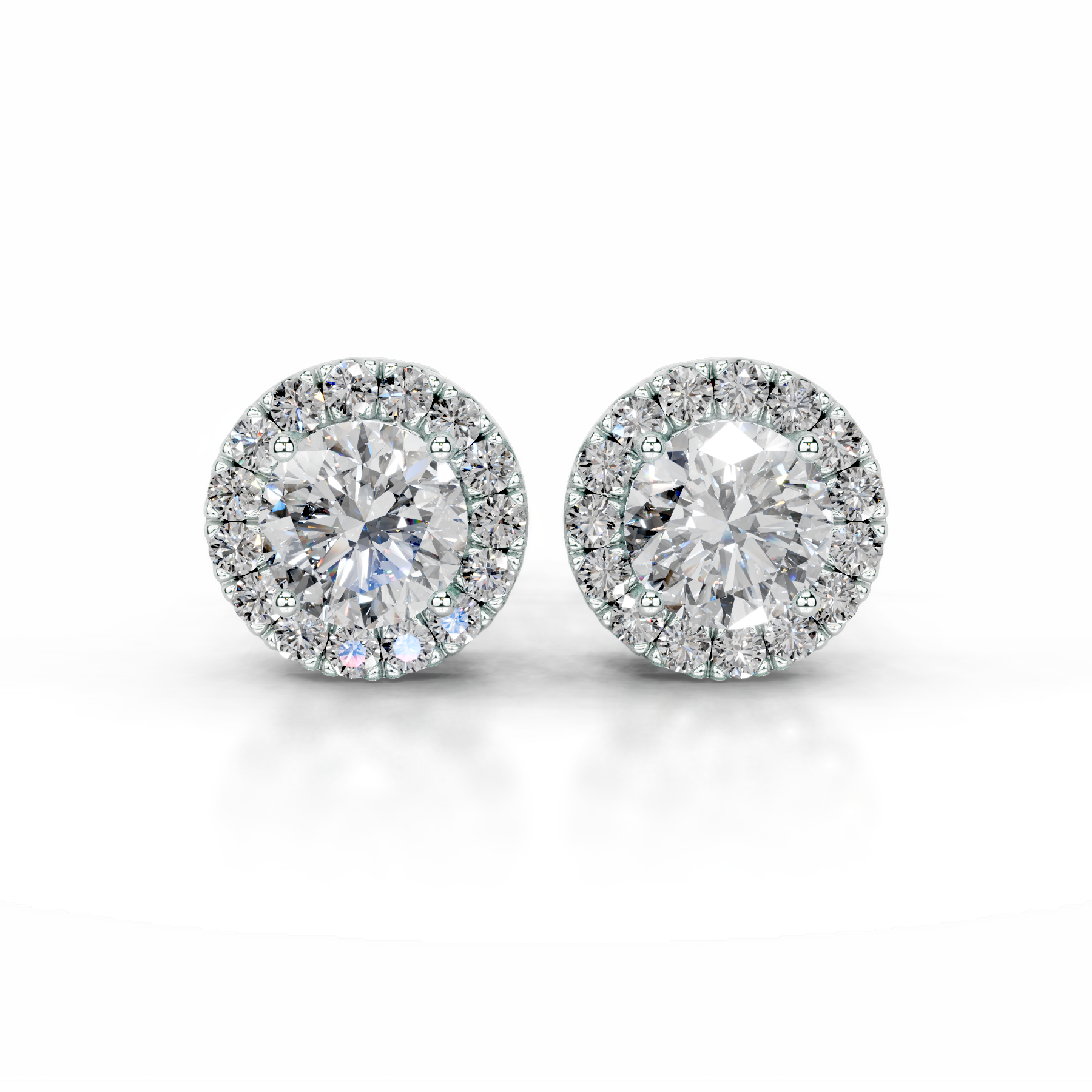 Isla Diamond Halo Earrings   (5 Carat) -14K White Gold