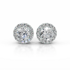 Isla Diamond Halo Earrings (5 Carat) -14K White Gold