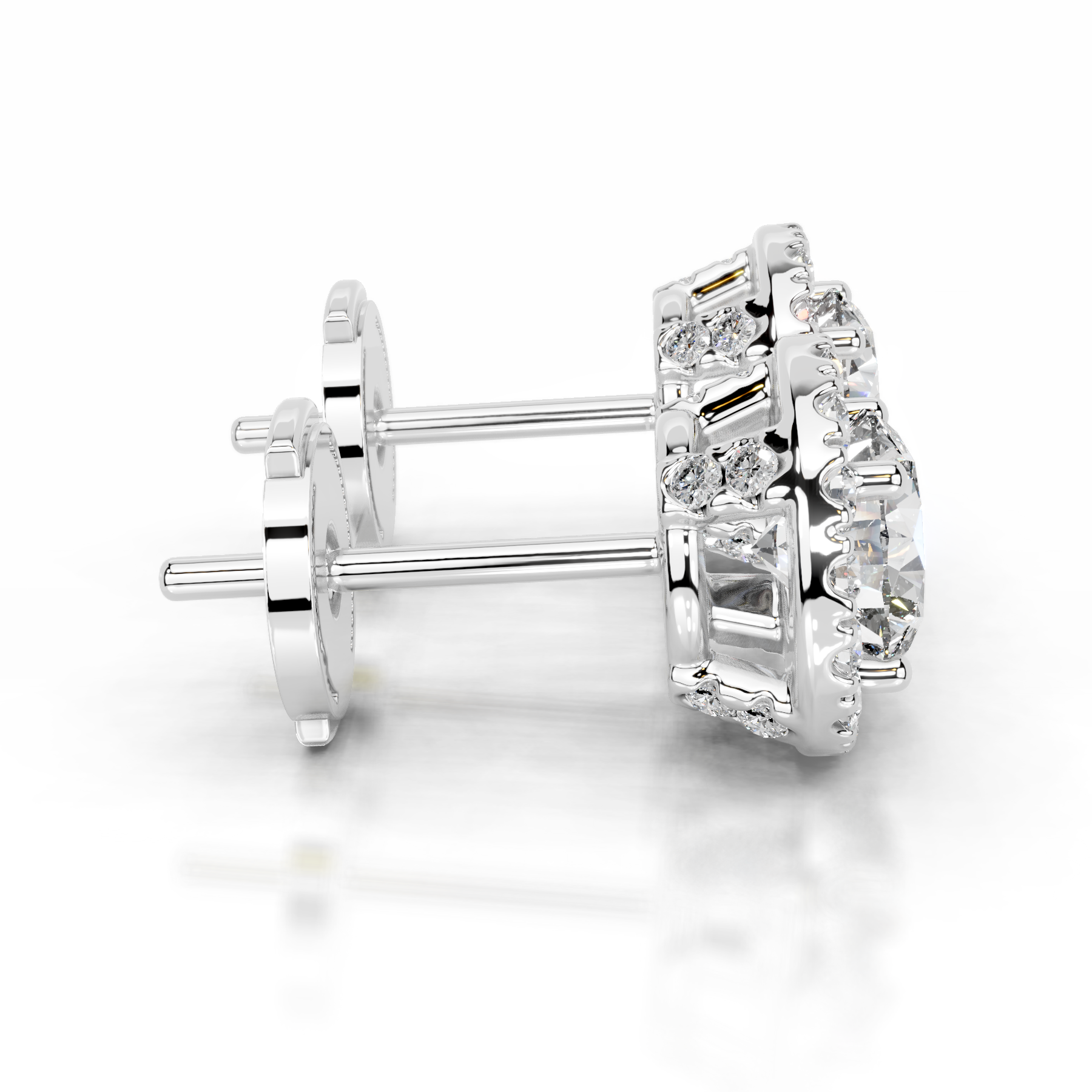 Isla Diamond Halo Earrings   (5 Carat) -18K White Gold