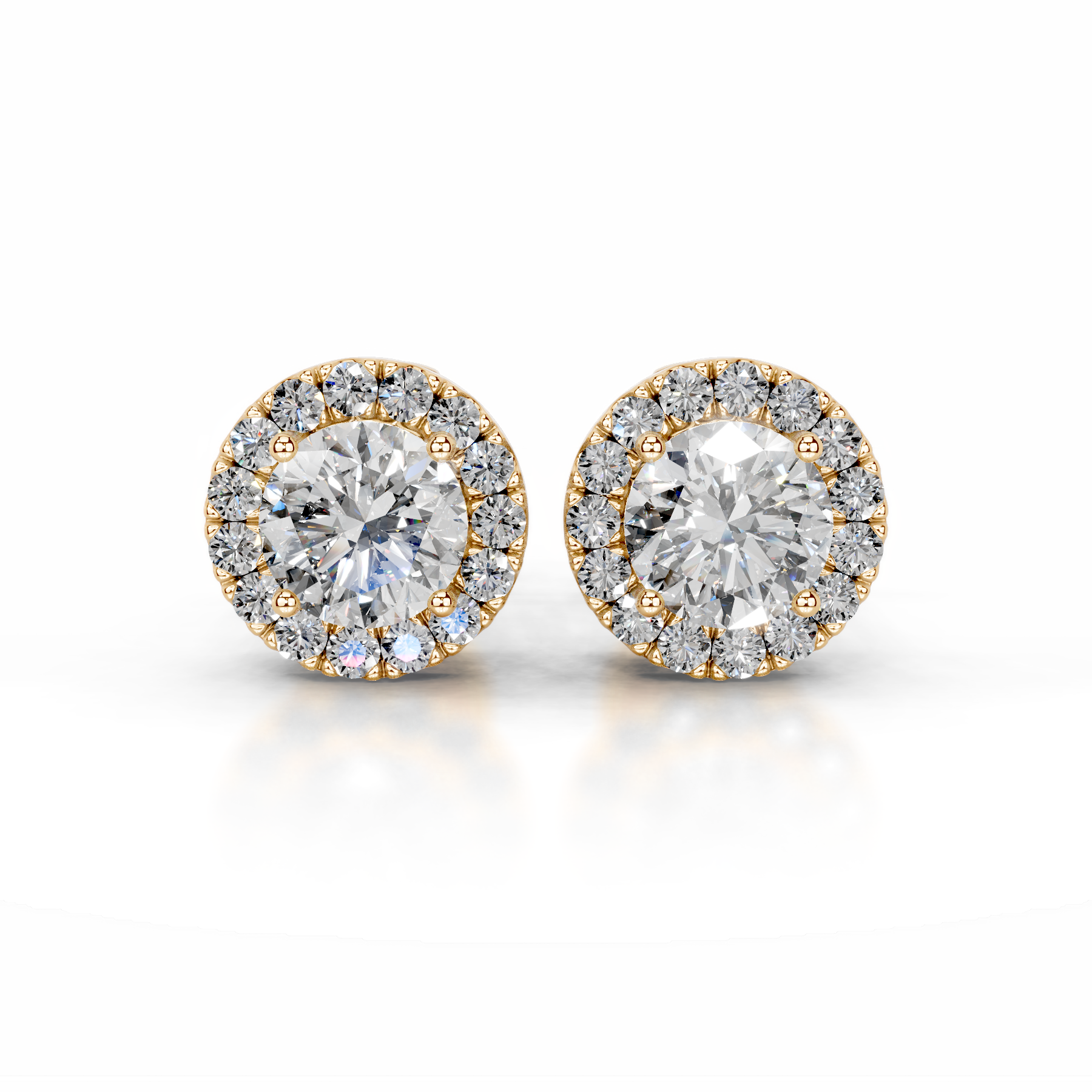 Isla Diamond Halo Earrings   (5 Carat) -18K Yellow Gold