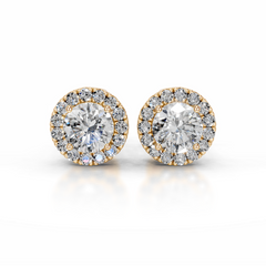 Isla Diamond Halo Earrings (5 Carat) -18K Yellow Gold