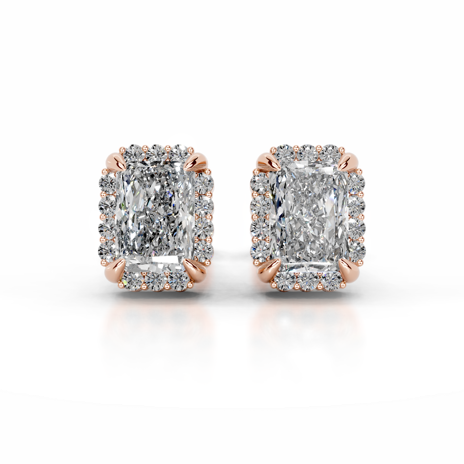 Ophelia Lab Grown Diamond Halo Earrings   (2.30 Carat) -14K Rose Gold