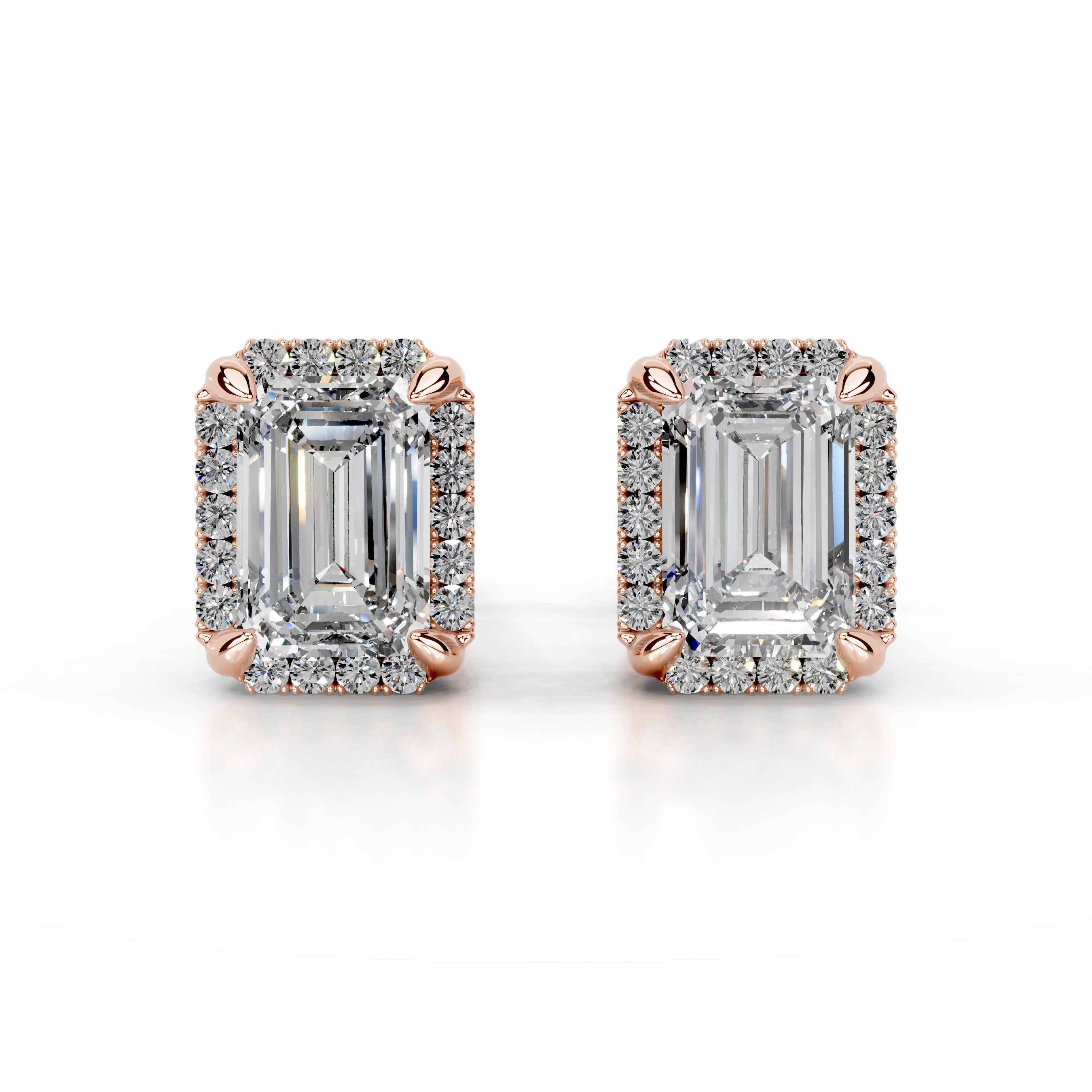 Ophelia Diamond Halo Earrings   (2.30 Carat) -14K Rose Gold