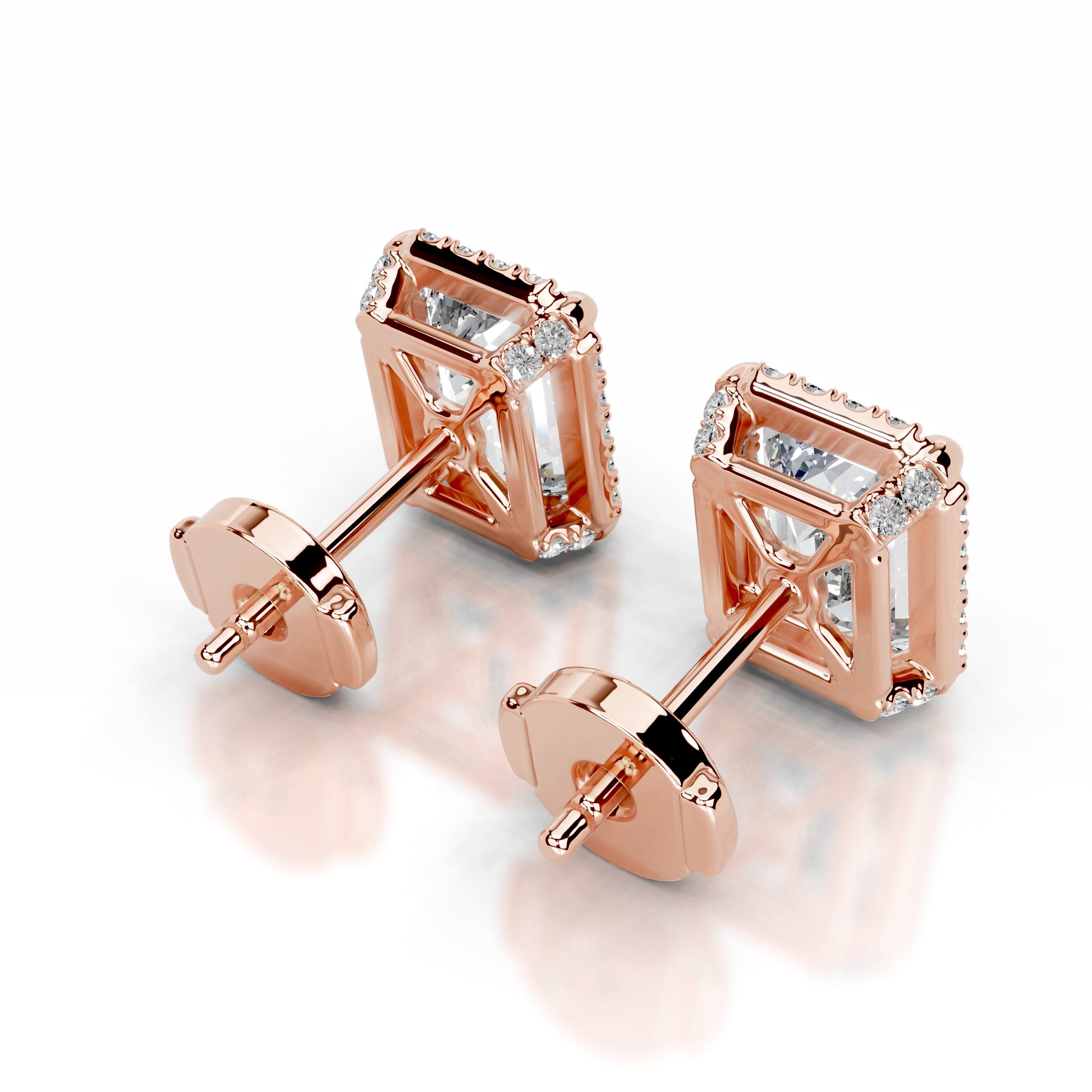 Ophelia Diamond Halo Earrings   (2.30 Carat) -14K Rose Gold