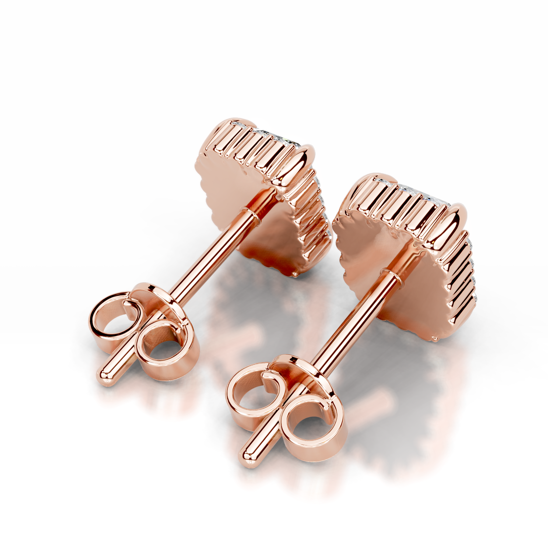 Ophelia Diamond Halo Earrings   (2.30 Carat) -14K Rose Gold