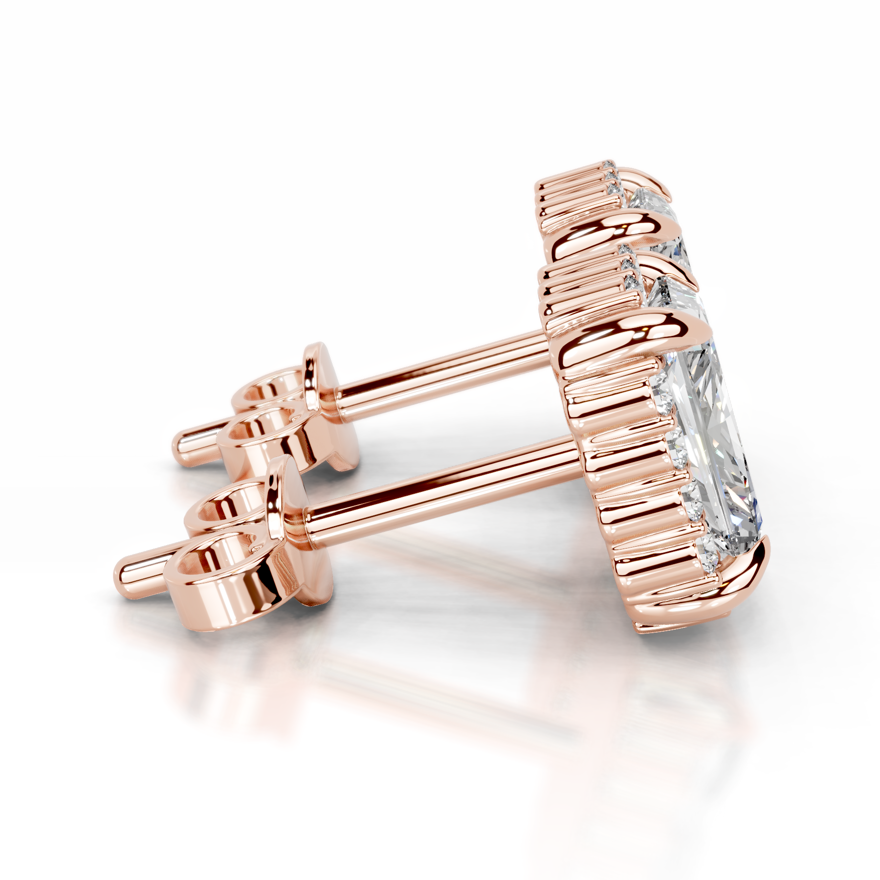 Ophelia Lab Grown Diamond Halo Earrings   (2.30 Carat) -14K Rose Gold