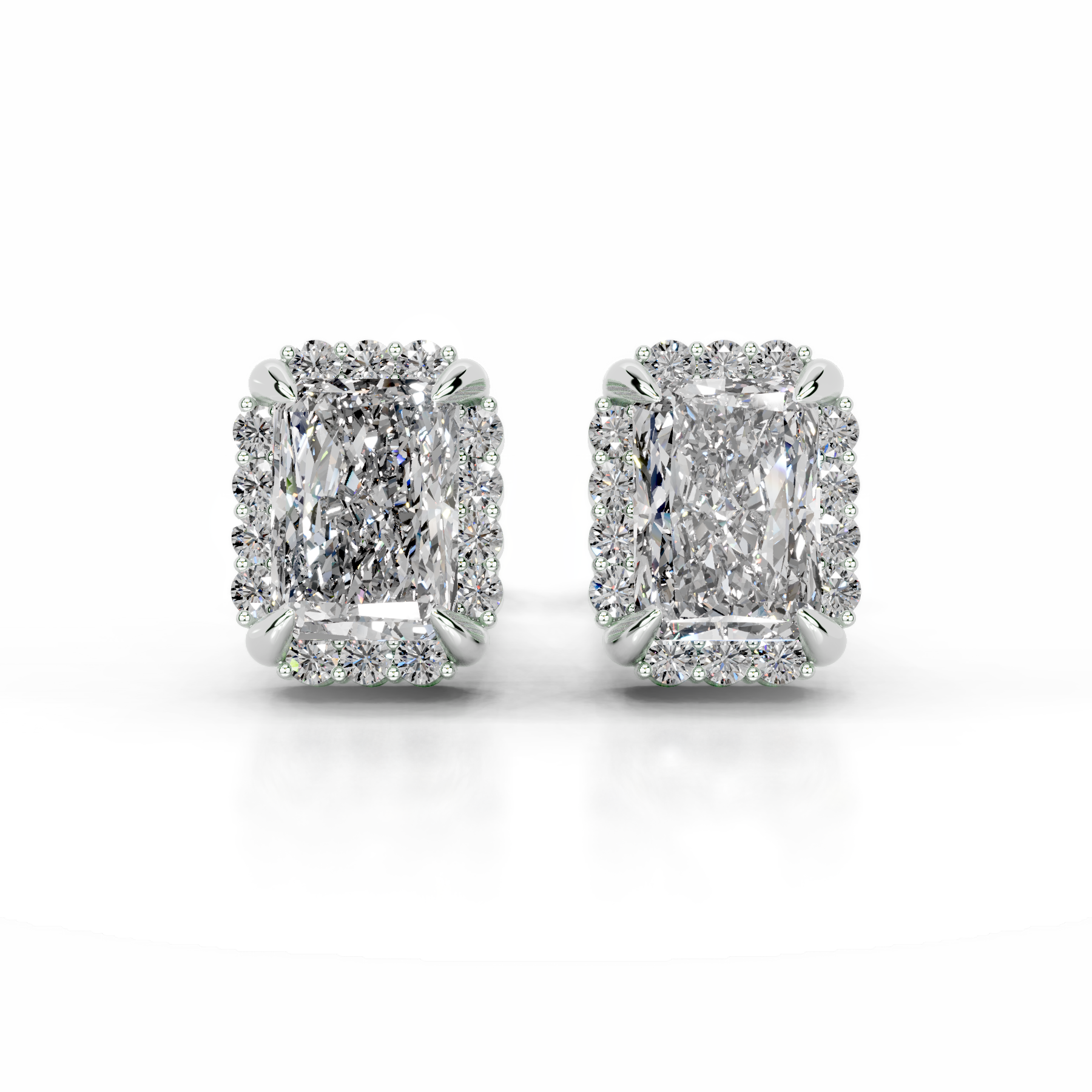 Ophelia Lab Grown Diamond Halo Earrings   (2.30 Carat) -14K White Gold (RTS)