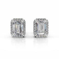 Ophelia Diamond Halo Earrings (2.30 Carat) -18K White Gold