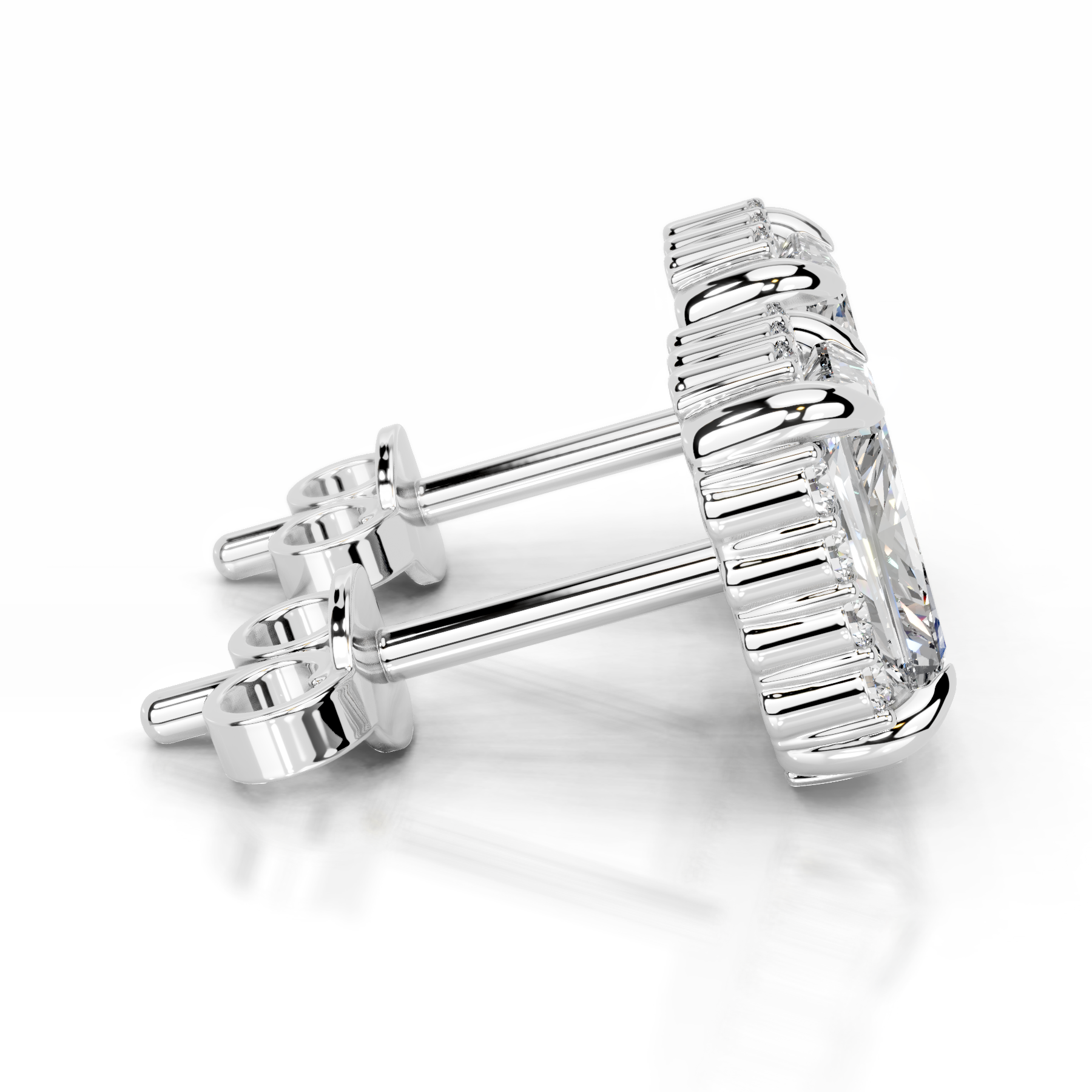 Ophelia Diamond Halo Earrings   (2.30 Carat) -18K White Gold