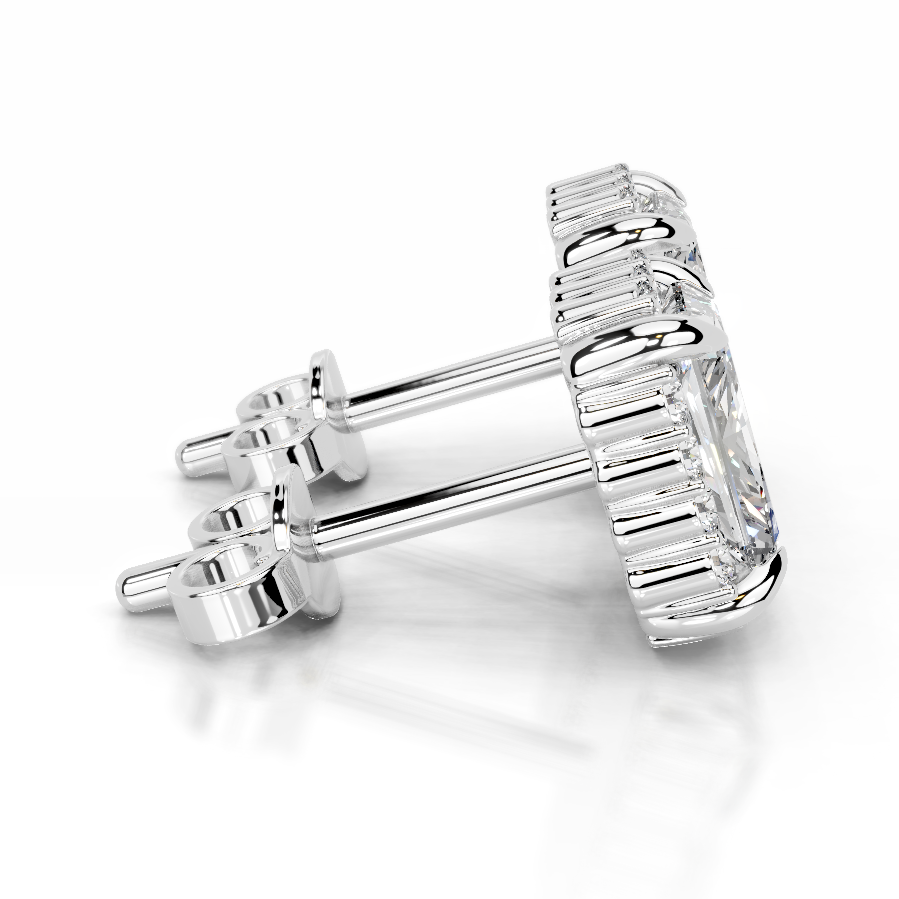 Ophelia Diamond Halo Earrings   (2.30 Carat) -14K White Gold