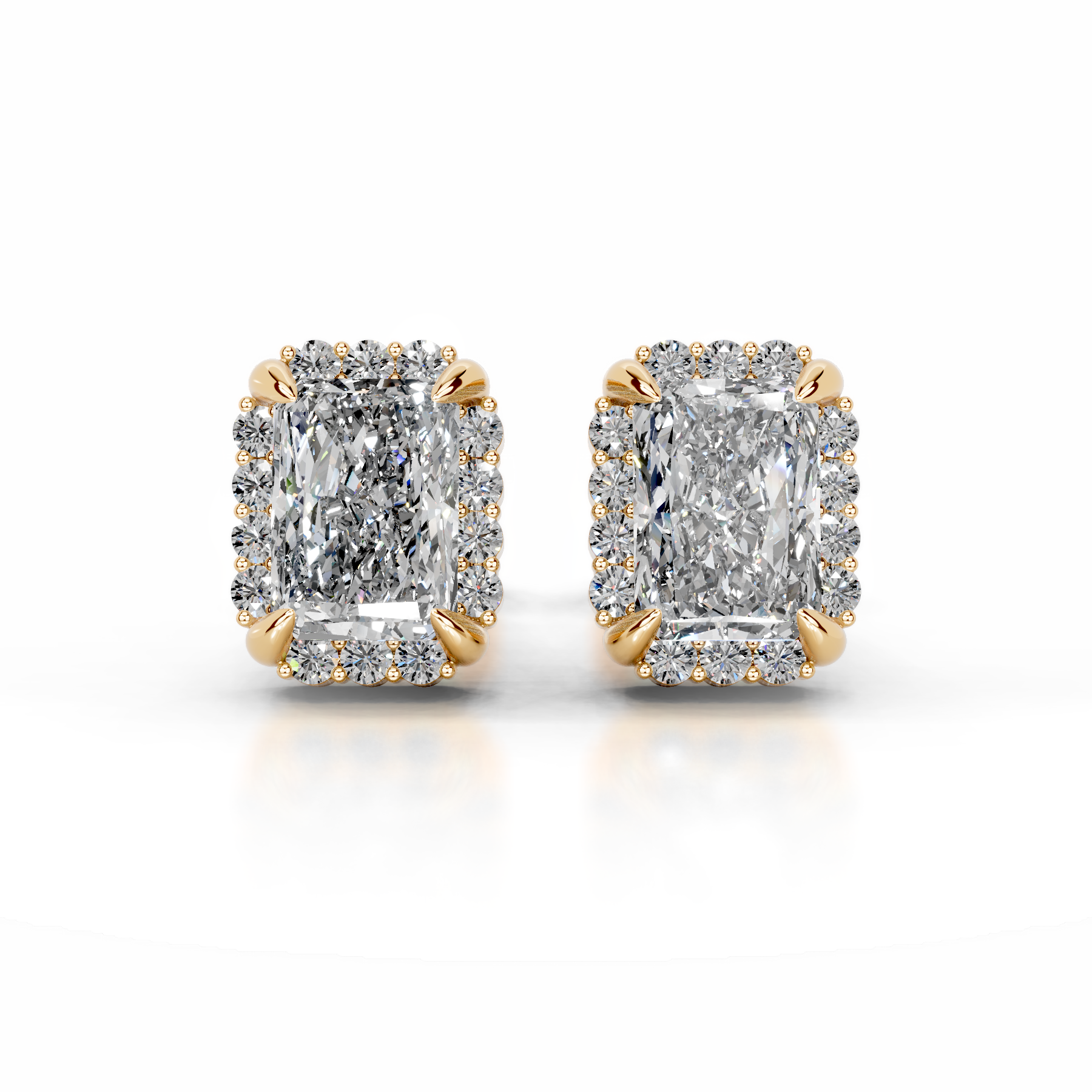 Ophelia Lab Grown Diamond Halo Earrings   (2.30 Carat) -18K Yellow Gold