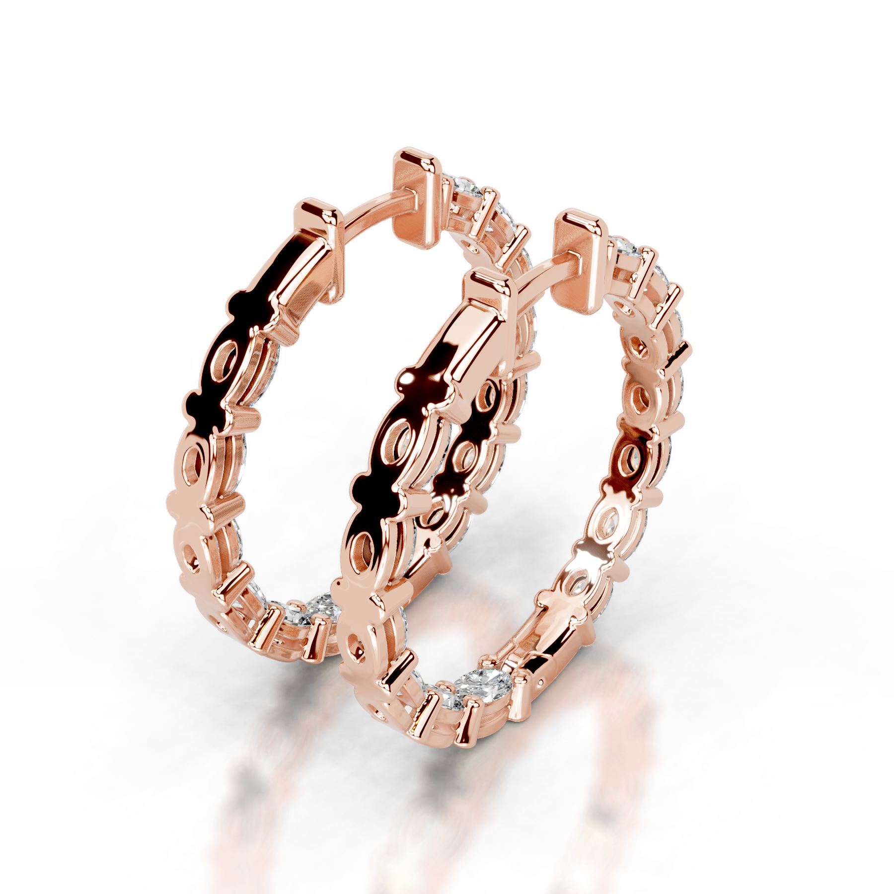 Daphne Diamond Hoop Earrings   (4.30 Carat) -14K Rose Gold