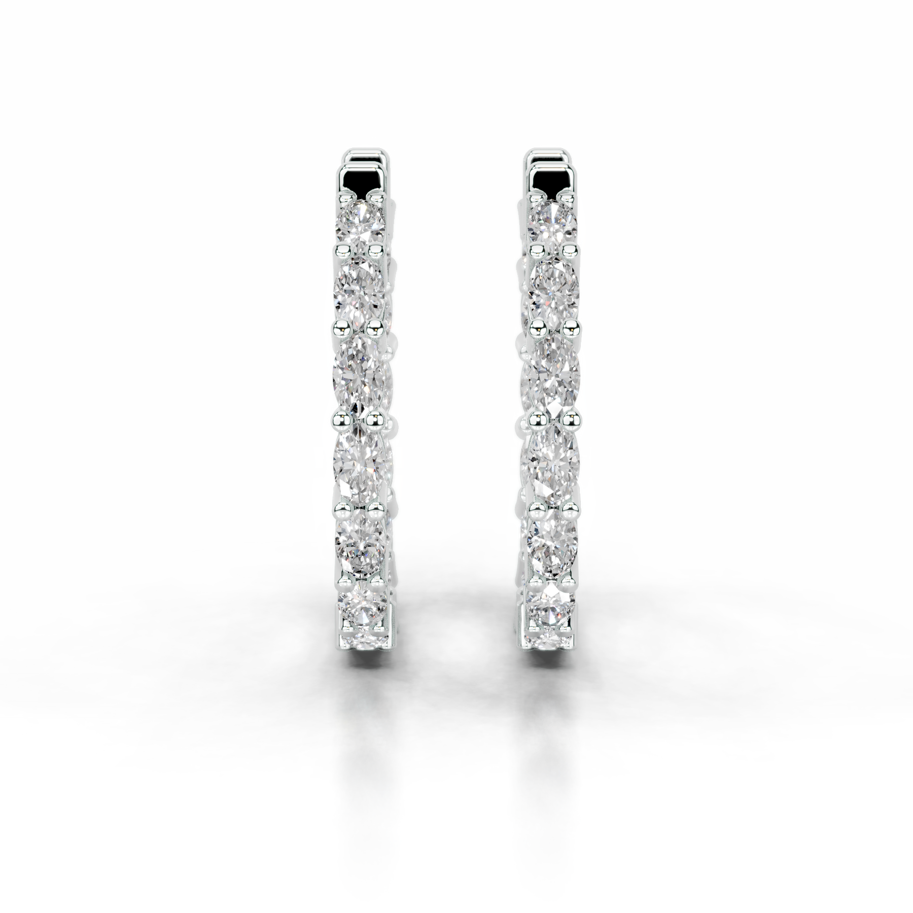 Daphne Diamond Hoop Earrings   (4.30 Carat) -18K White Gold