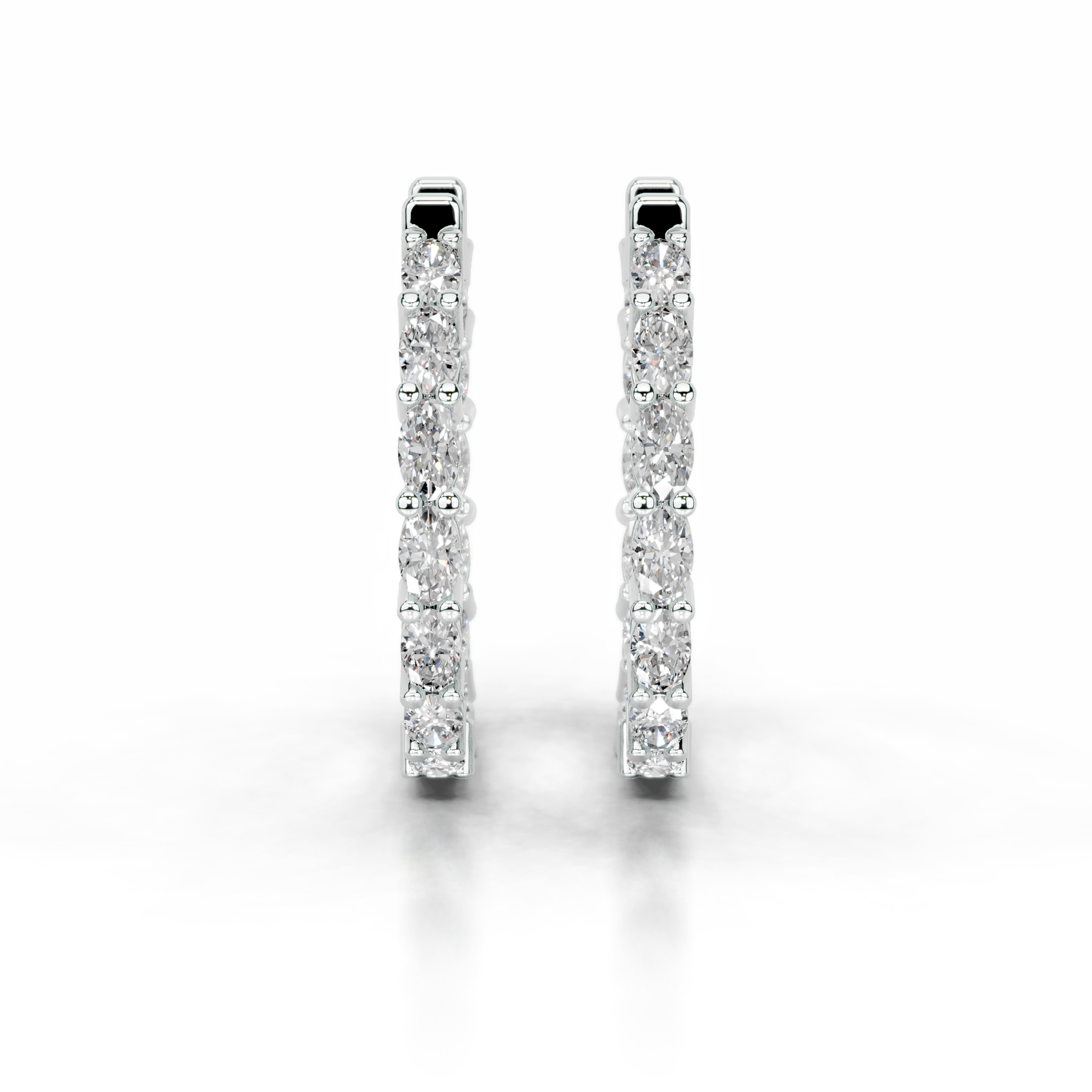 Daphne Diamond Hoop Earrings   (4.30 Carat) -14K White Gold