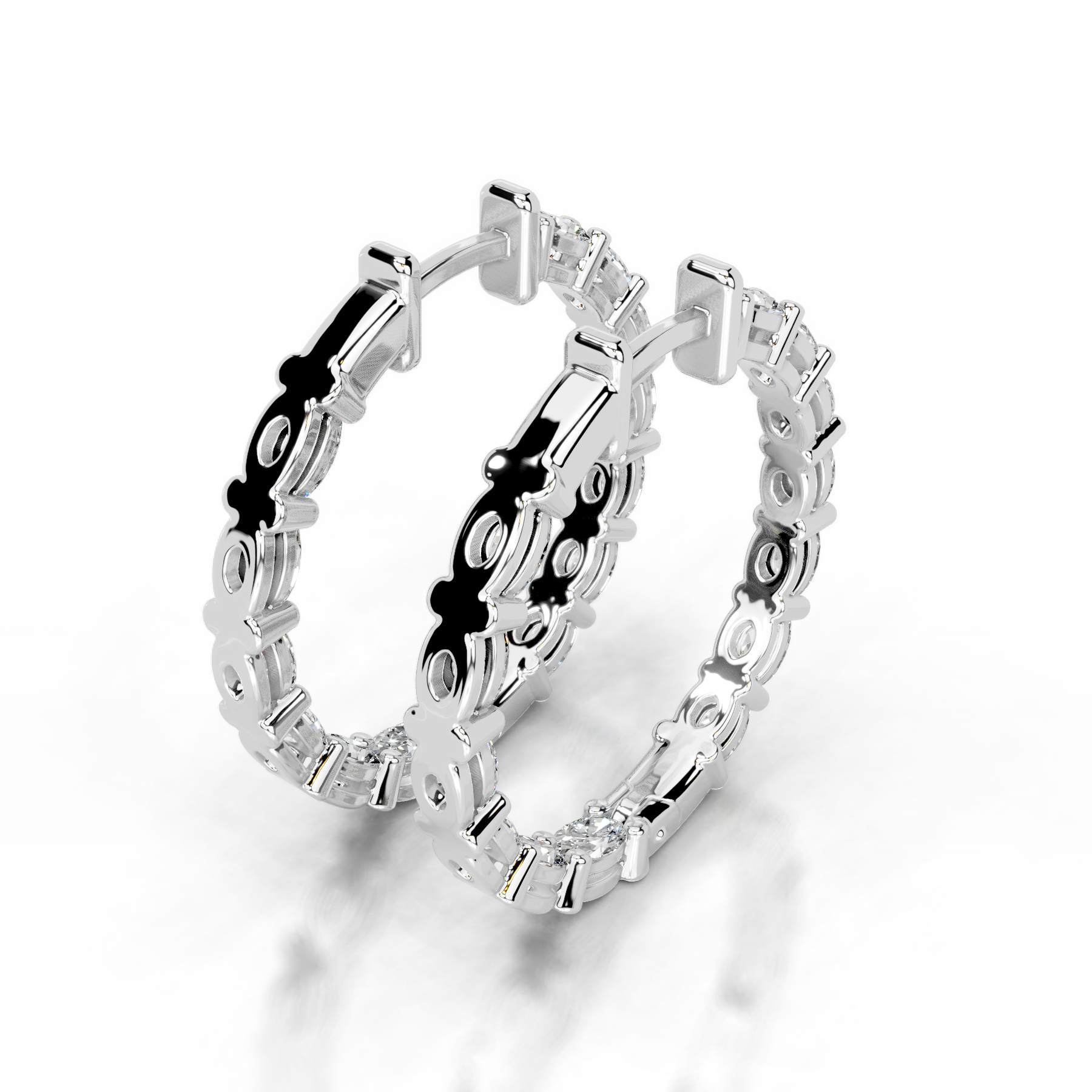 Daphne Diamond Hoop Earrings   (4.30 Carat) -18K White Gold