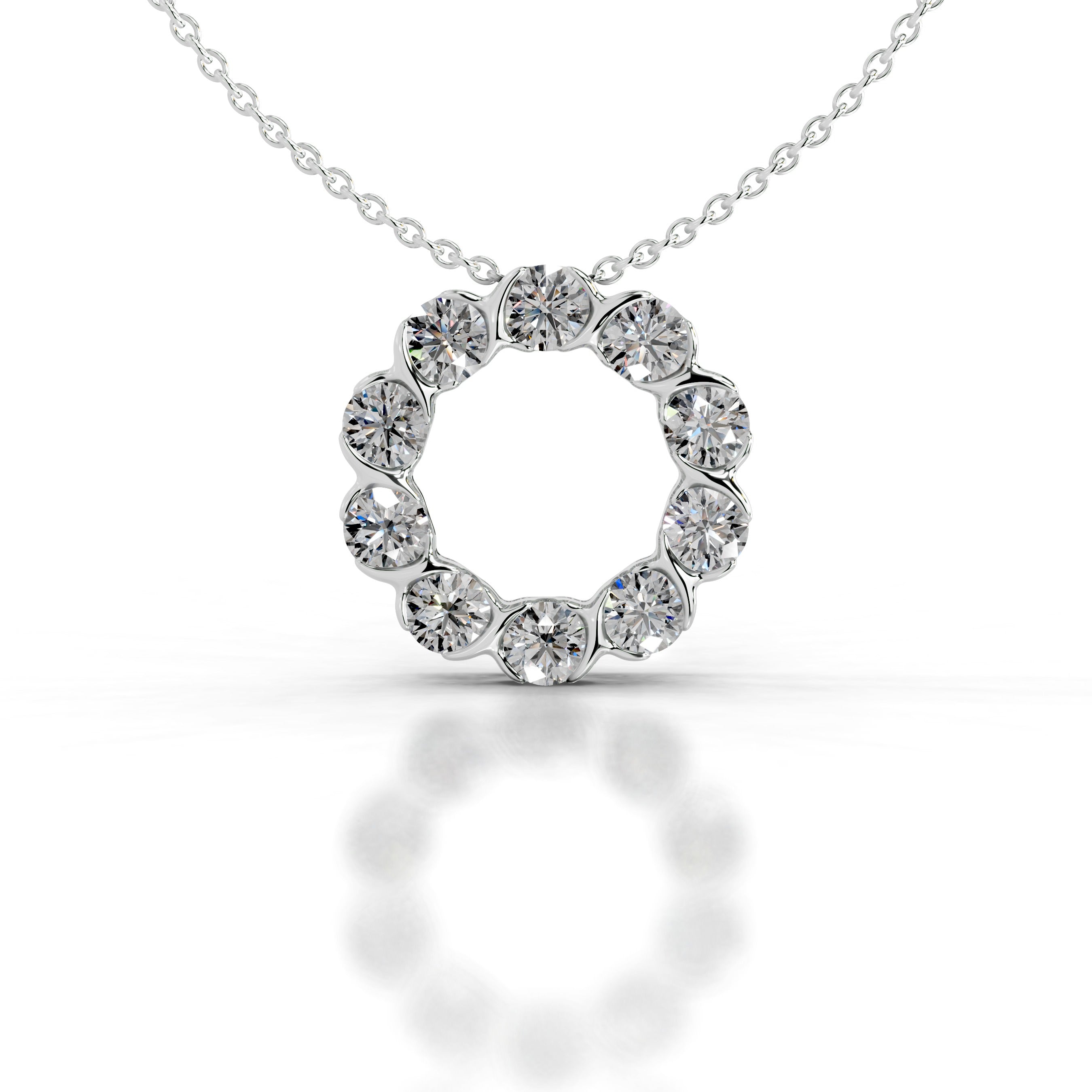 Florence Diamond Hoop Pendant - 14K White Gold