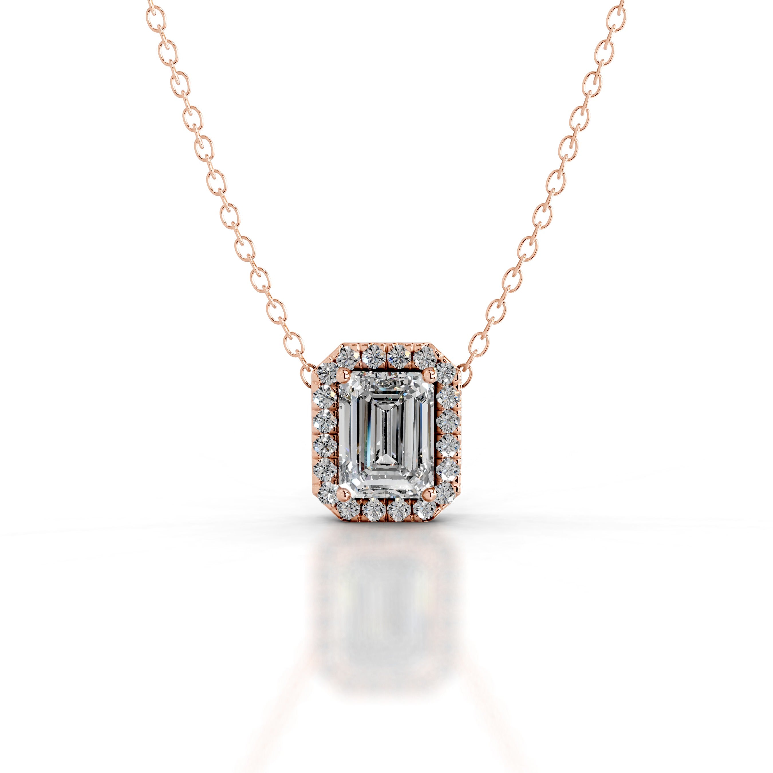 Eden Diamond Halo Pendant - 14K Rose Gold