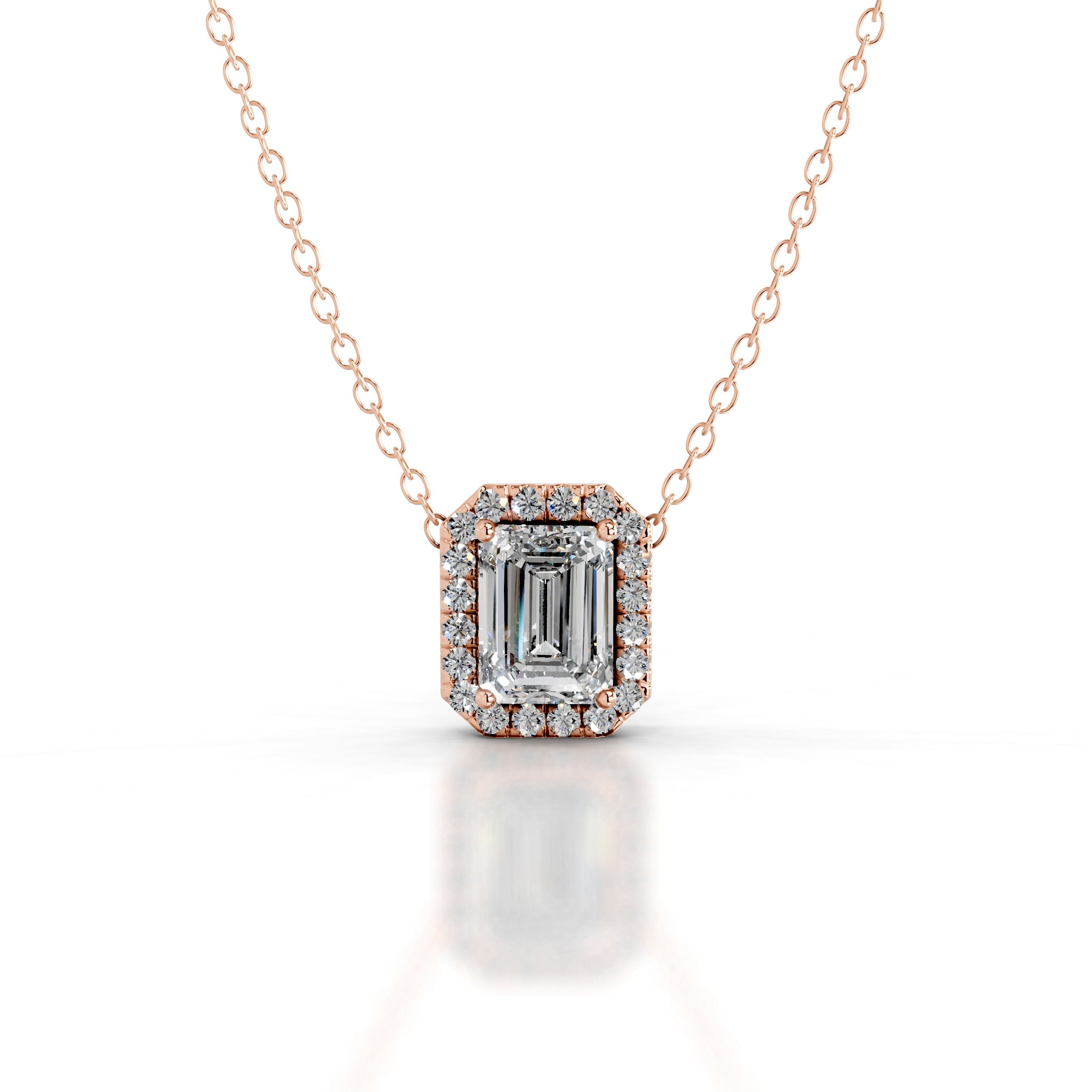 Petit Eden Lab Grown Diamond Halo Pendant - 14K Rose Gold