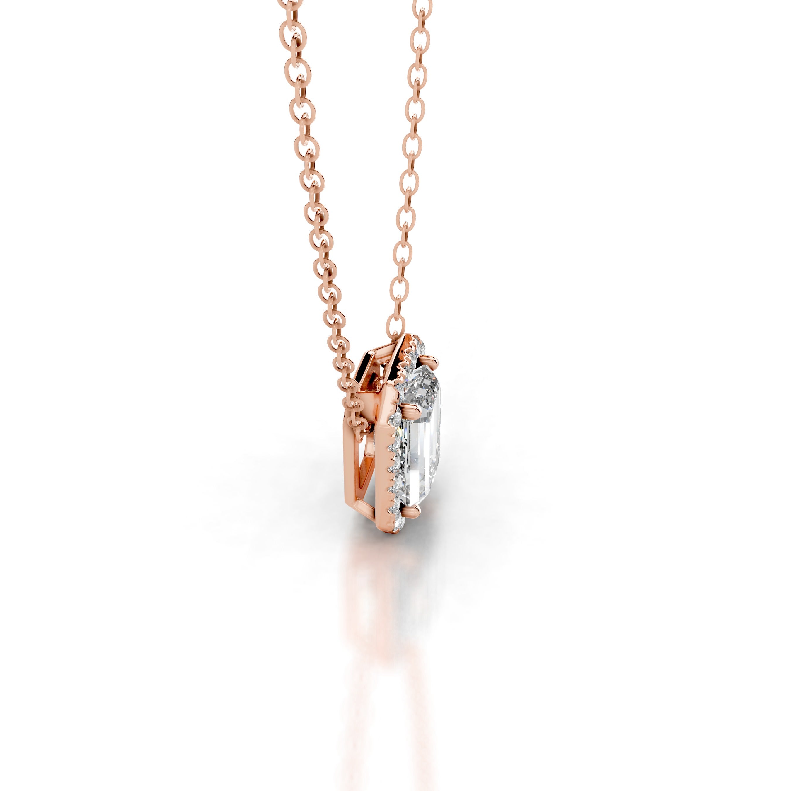 Eden Diamond Halo Pendant - 14K Rose Gold