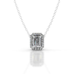 Petit Eden Lab Grown Diamond Halo Pendant - 18K White Gold
