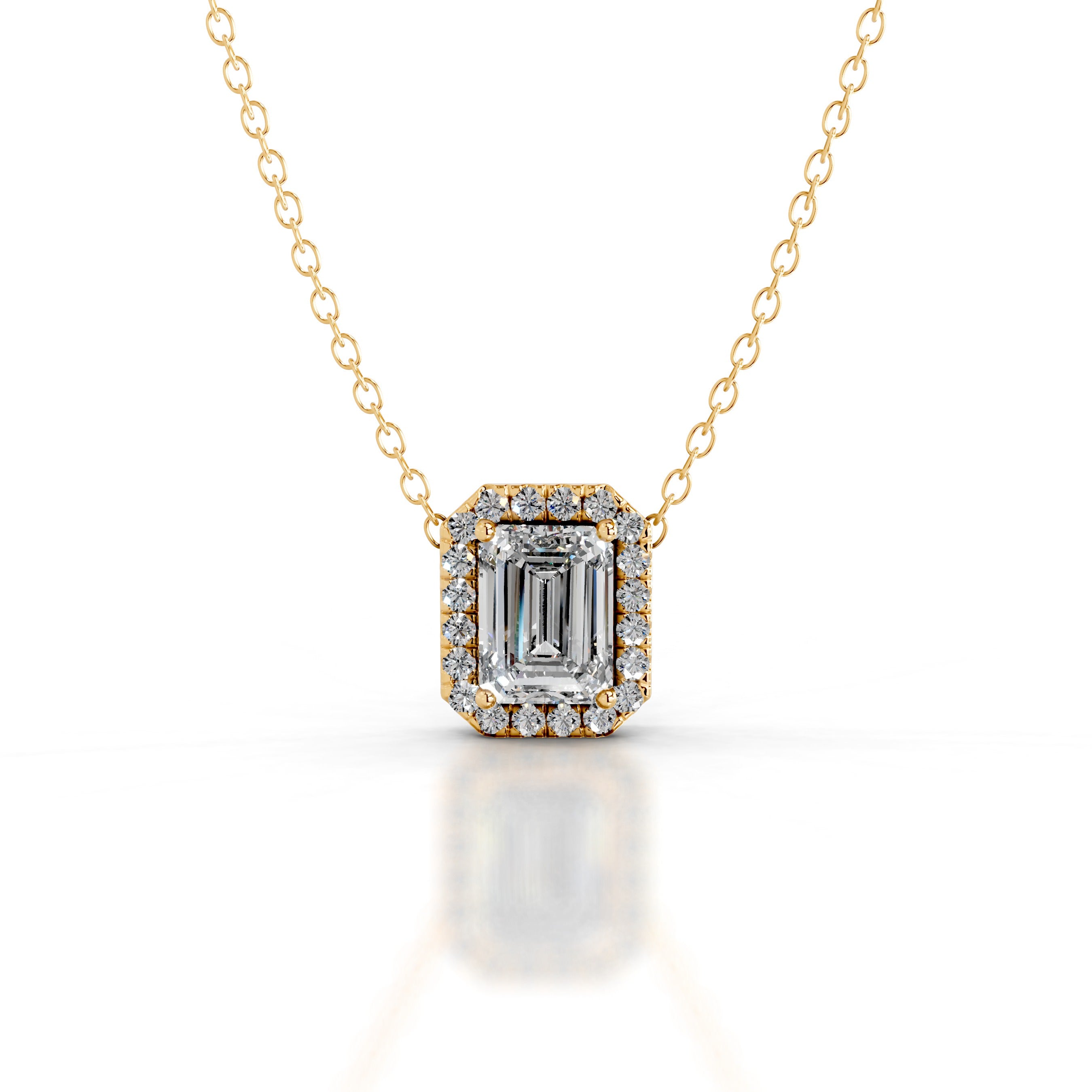 Eden Lab Grown Diamond Halo Pendant - 18K Yellow Gold