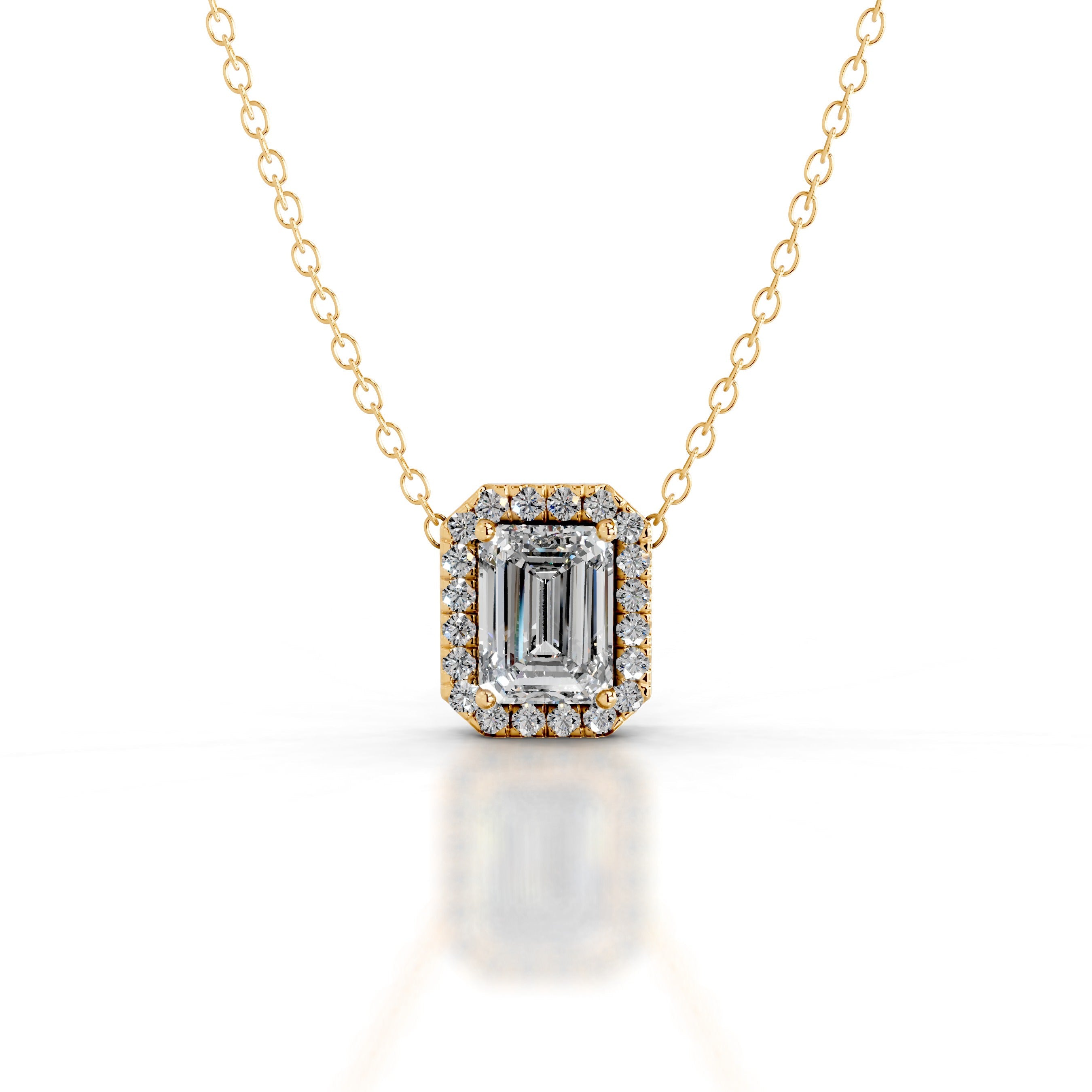 Petit Eden Lab Grown Diamond Halo Pendant - 18K Yellow Gold