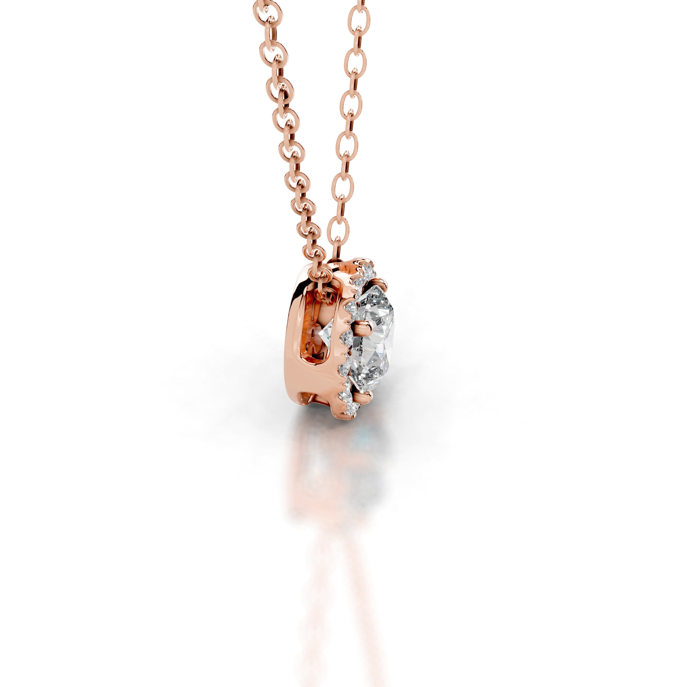 Adele Diamond Halo Pendant - 14K Rose Gold