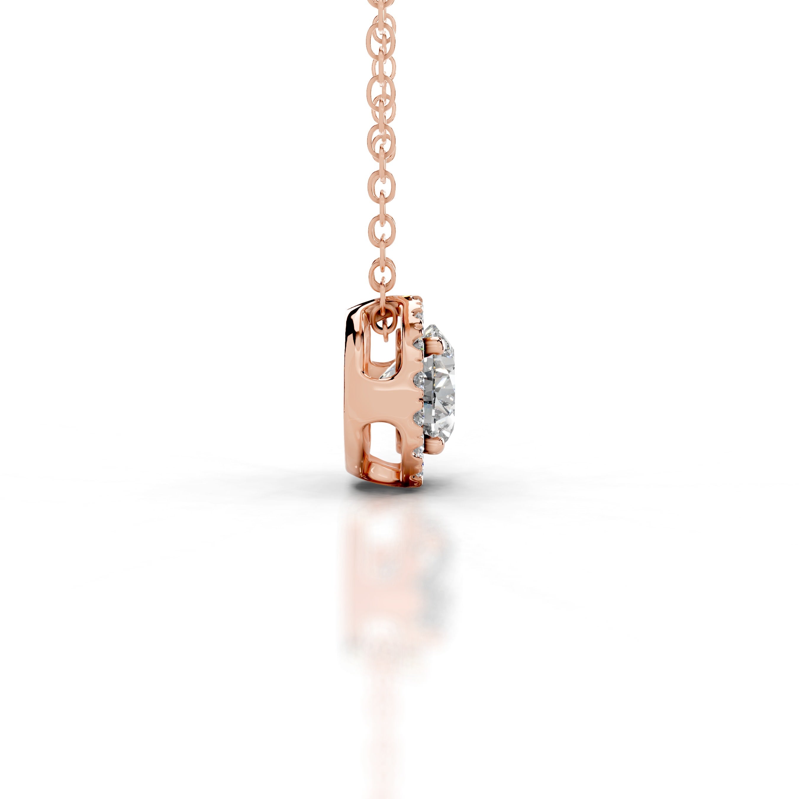 Adele Diamond Halo Pendant - 14K Rose Gold