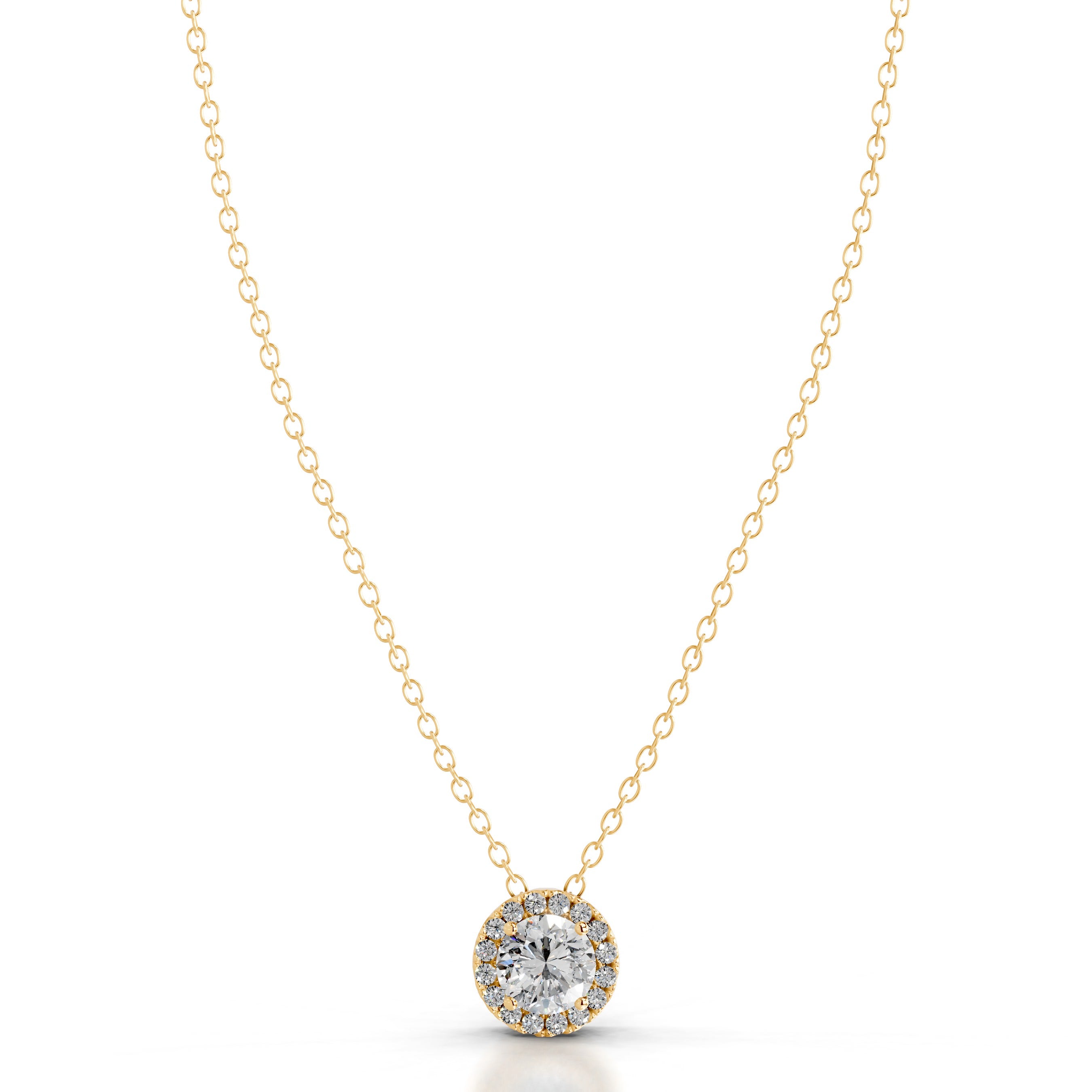 Adele Diamond Halo Pendant - 18K Yellow Gold