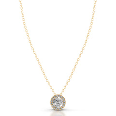 Adele Lab Grown Diamond Halo Pendant - 18K Yellow Gold