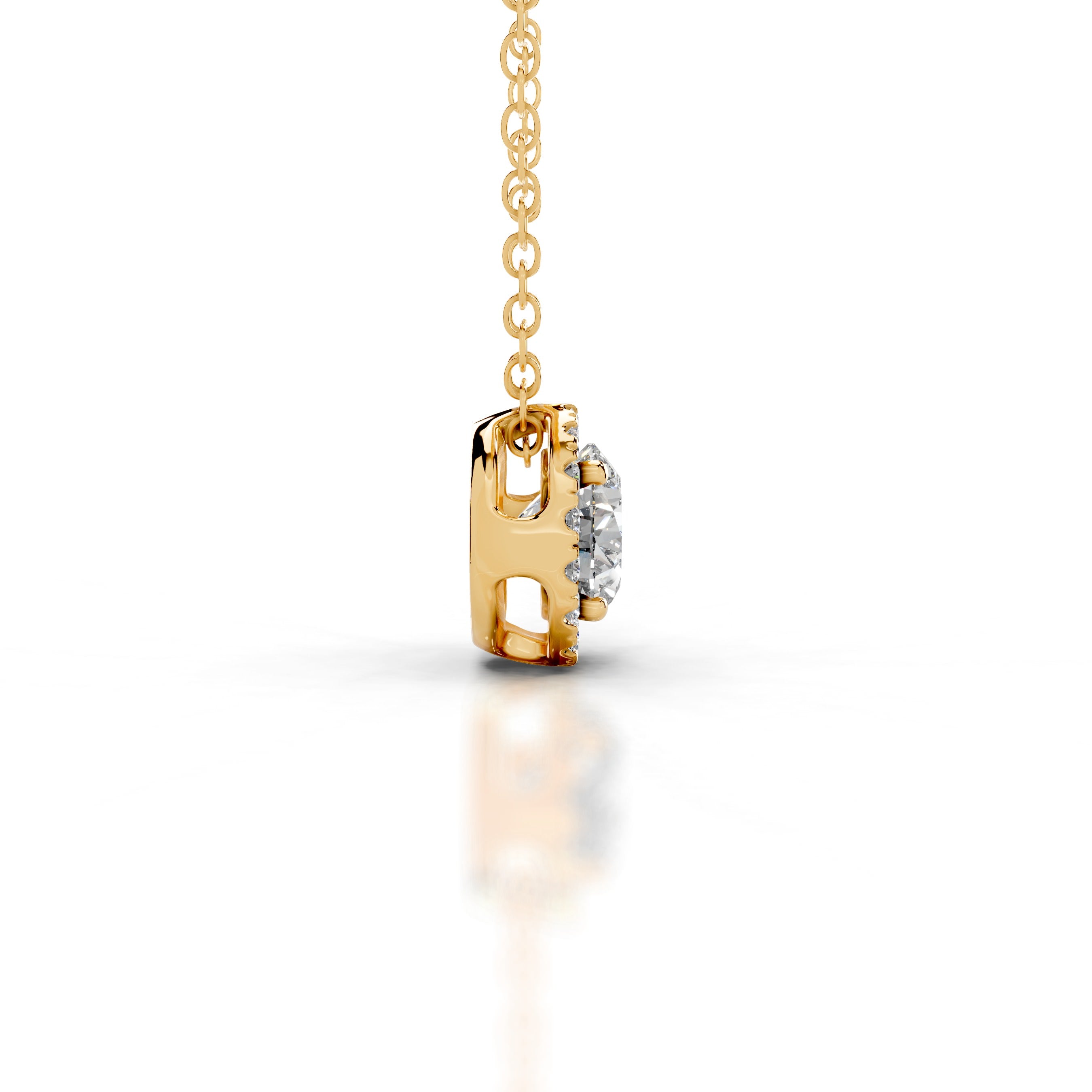 Adele Lab Grown Diamond Halo Pendant - 18K Yellow Gold