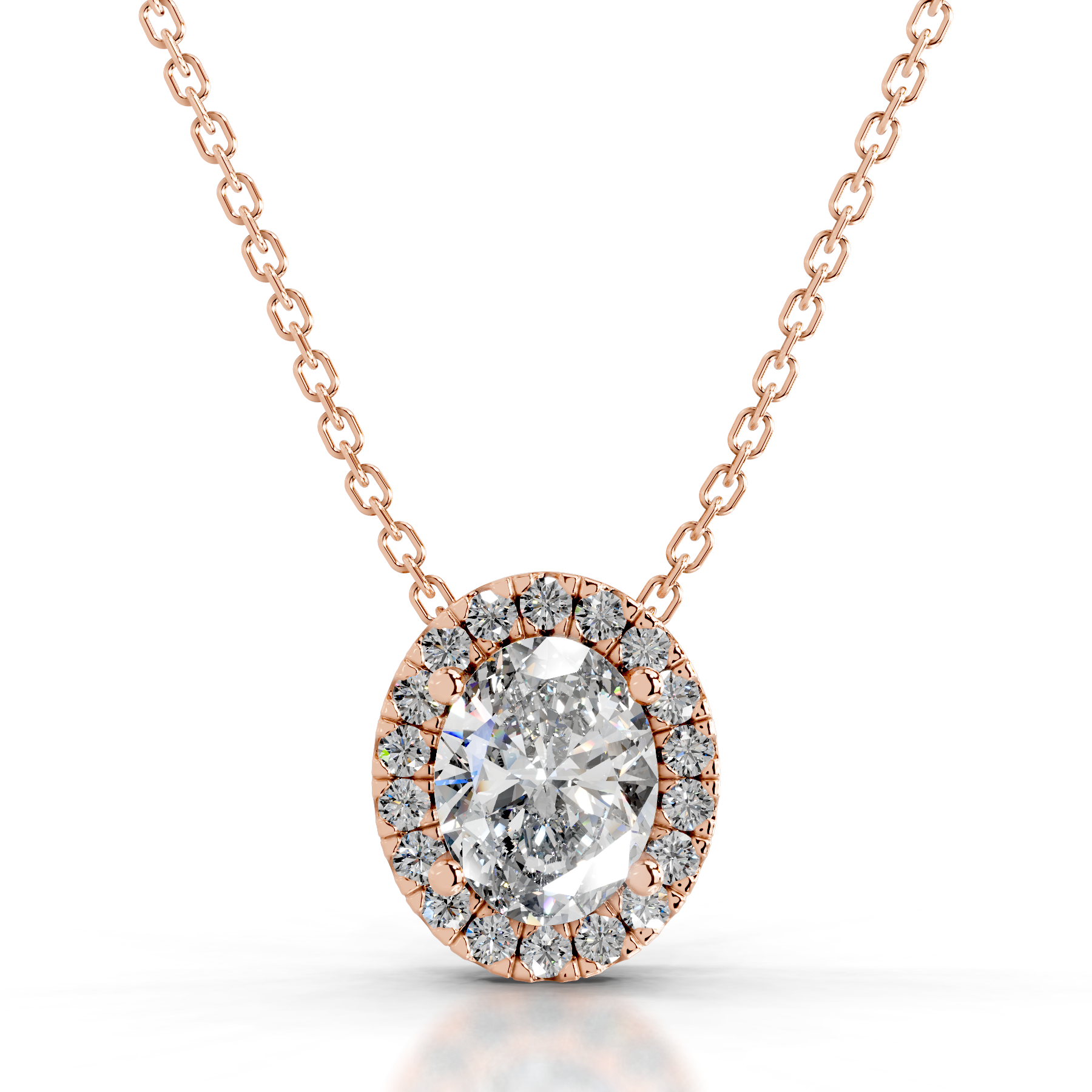 Manon Diamond Halo Pendant   (2.25 Carat) -14K Rose Gold