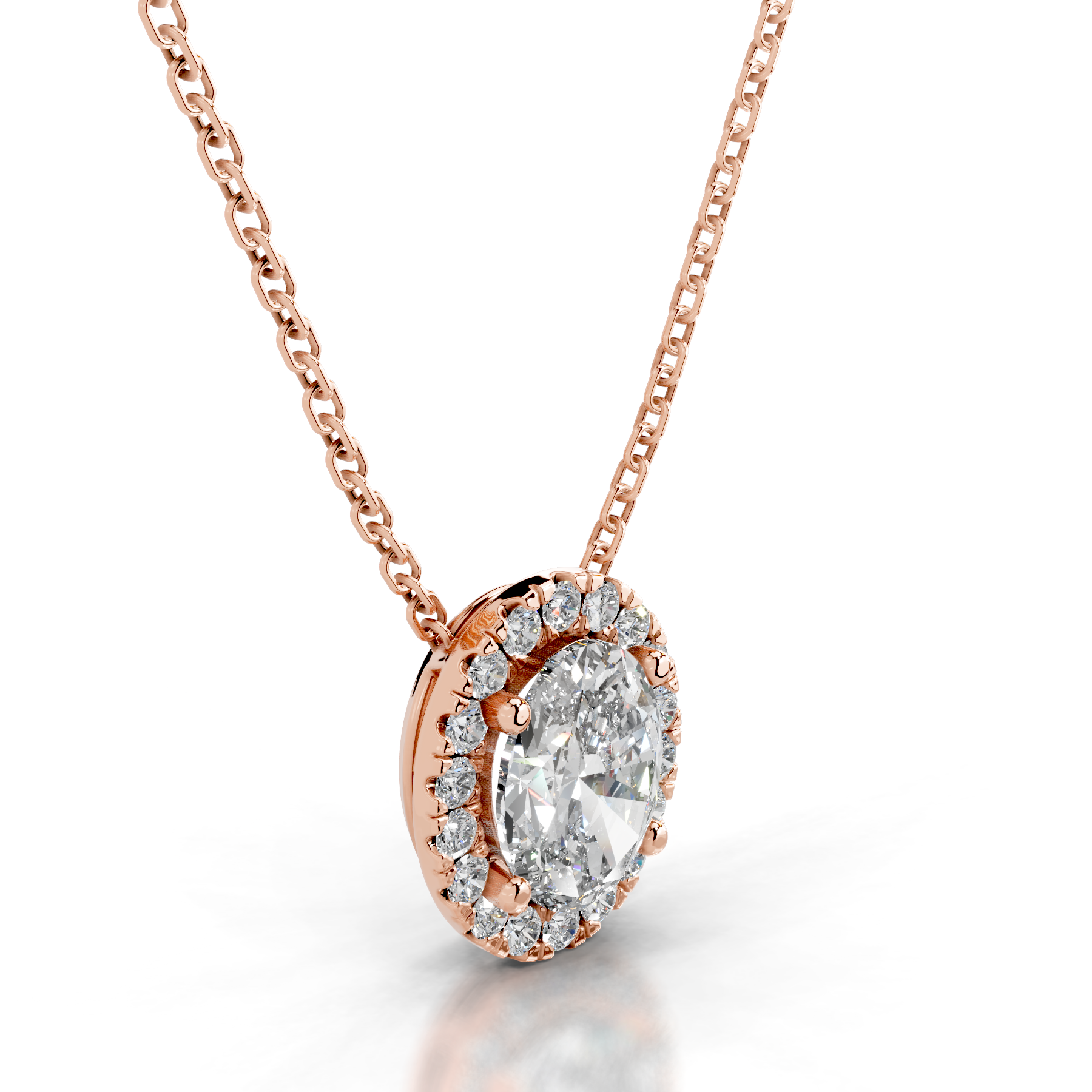 Manon Lab Grown Diamond Halo Pendant   (2.25 Carat) -14K Rose Gold